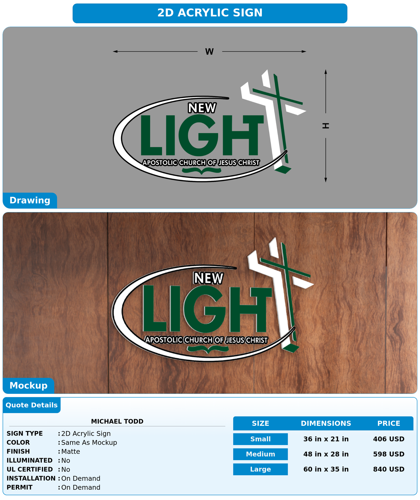CUSTOM MOCKUP SIGN FOR Michael Todd