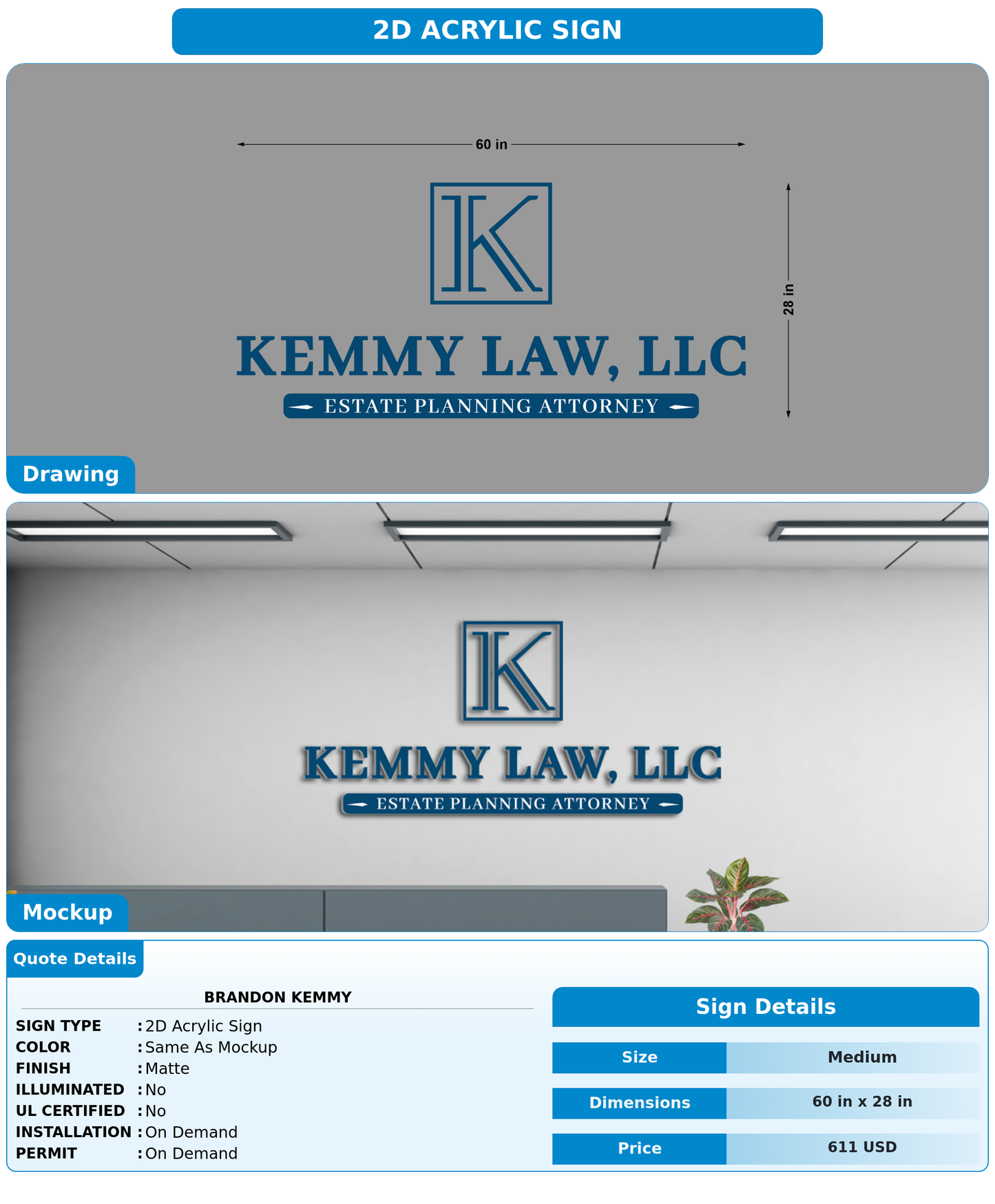 CUSTOM MOCKUP SIGN FOR Brandon Kemmy