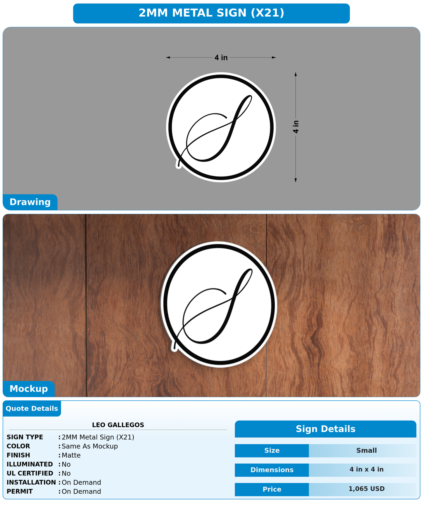 CUSTOM MOCKUP SIGN FOR Leo Gallegos
