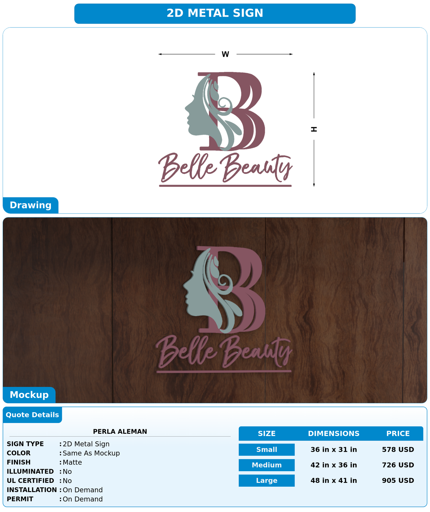 CUSTOM MOCKUP SIGN FOR Perla Aleman