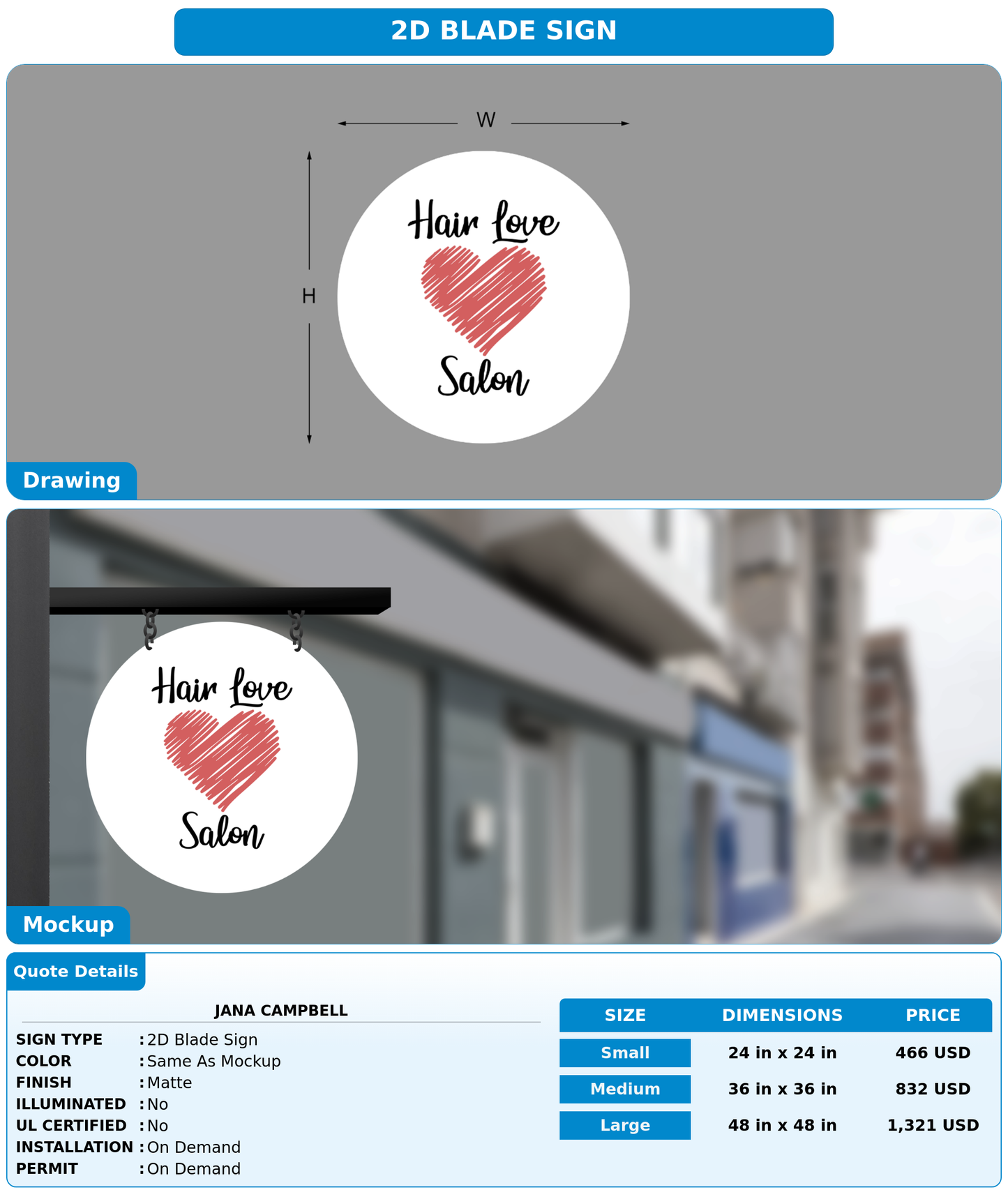 CUSTOM MOCKUP SIGN FOR Jana Campbell