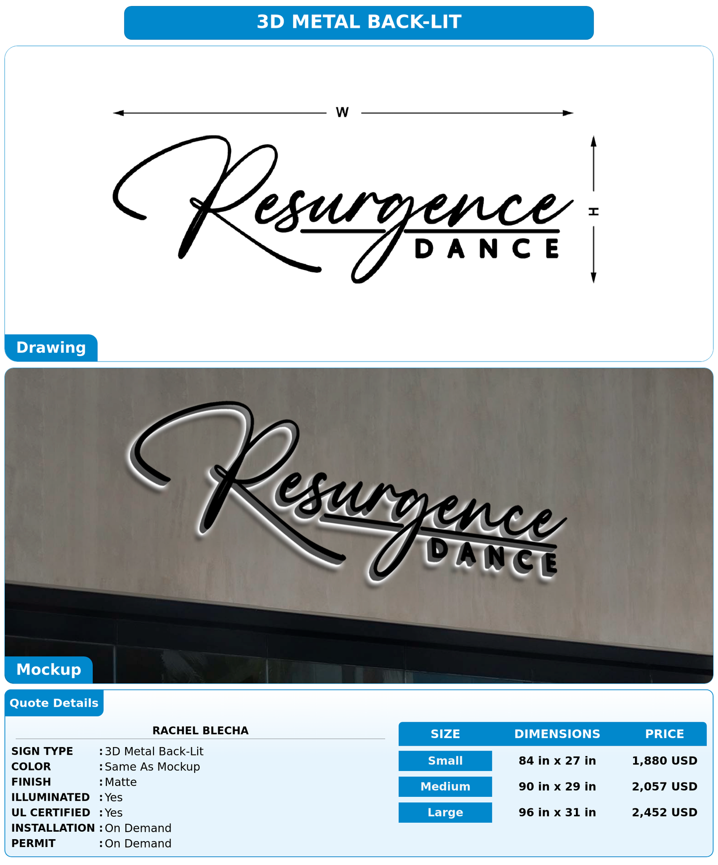 CUSTOM MOCKUP SIGN FOR Rachel Blecha