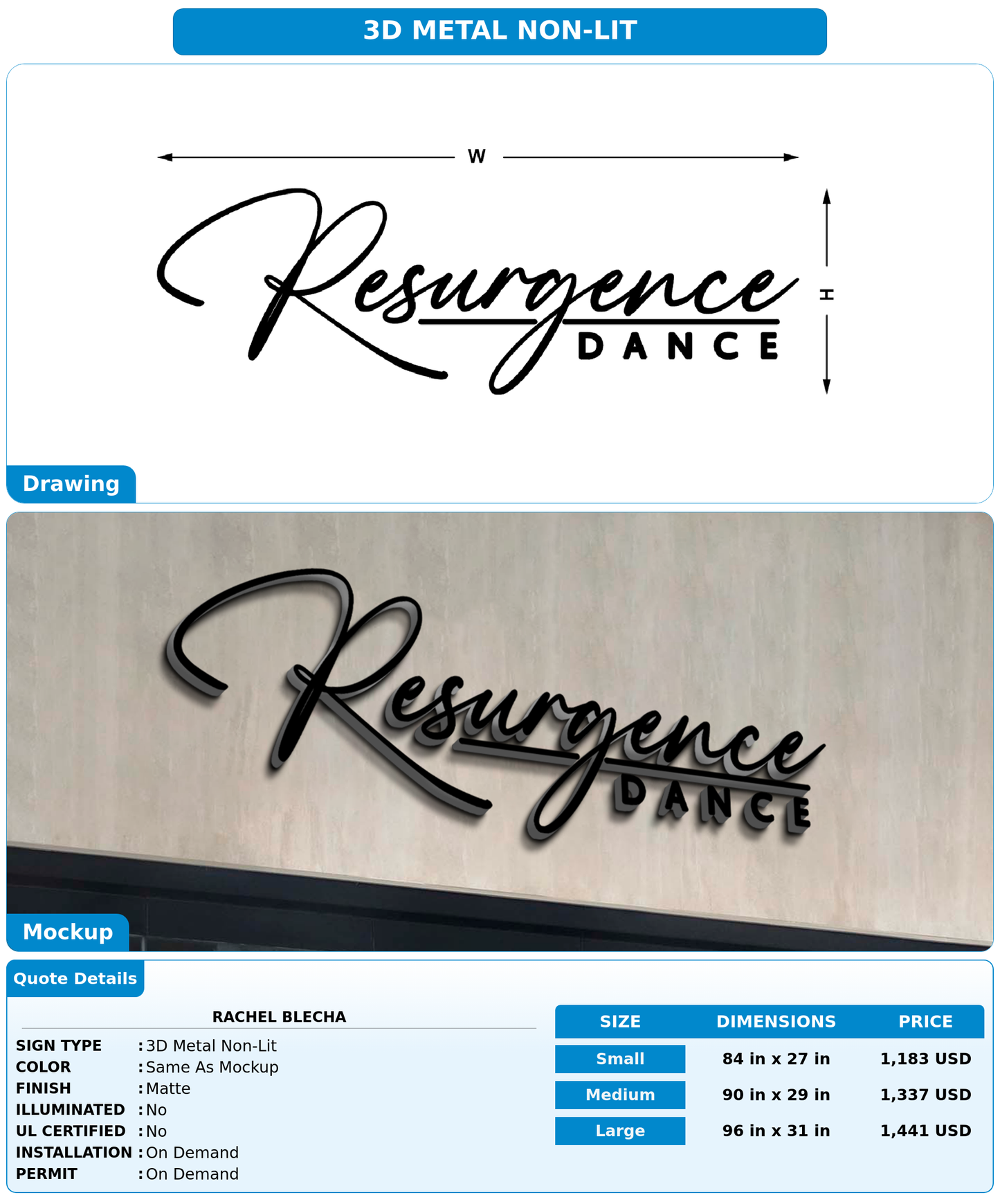 CUSTOM MOCKUP SIGN FOR Rachel Blecha