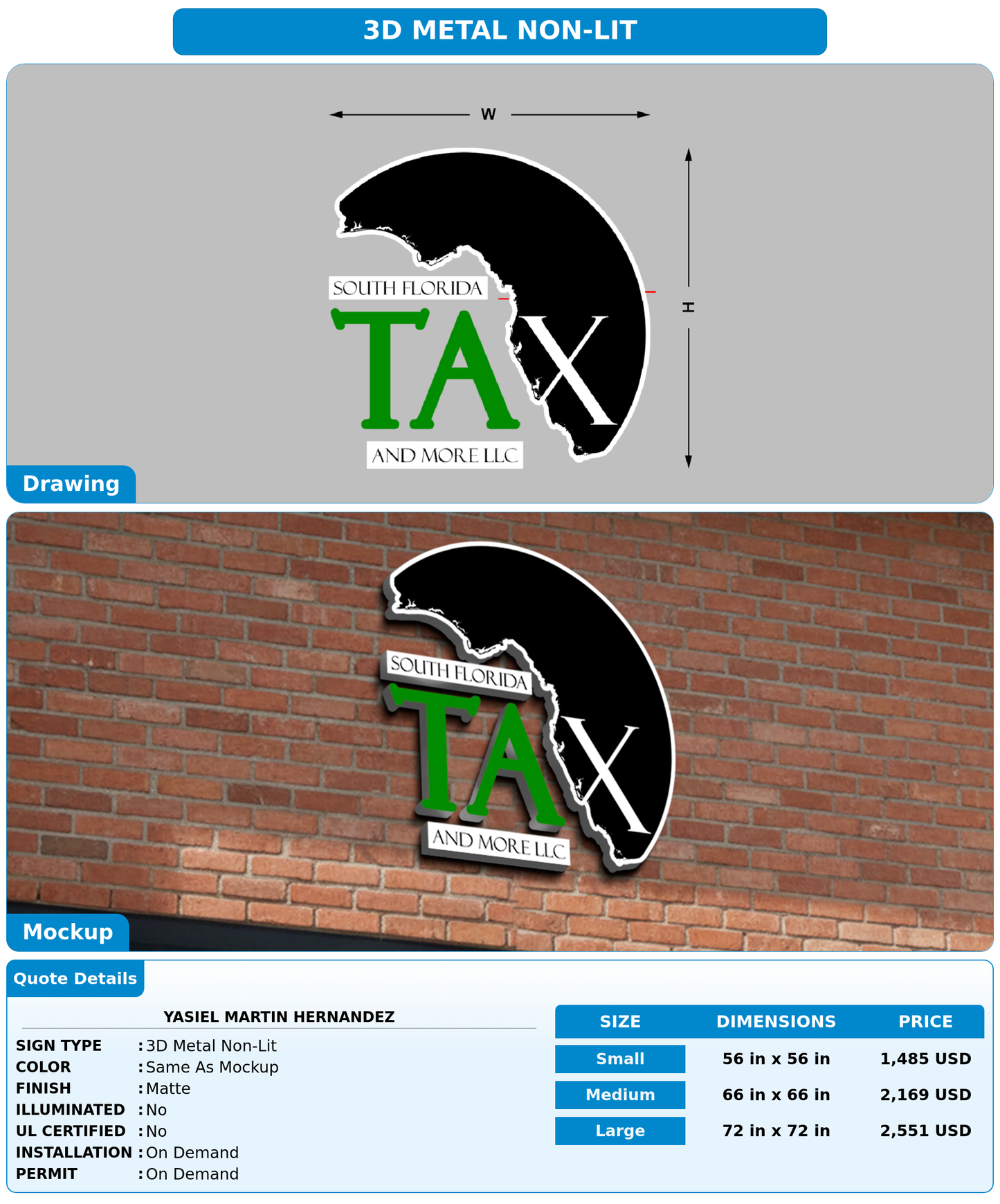 CUSTOM MOCKUP SIGN FOR Yasiel Martin Hernandez