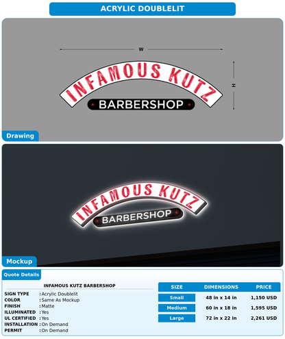CUSTOM MOCKUP SIGN FOR Infamous Kutz Barbershop