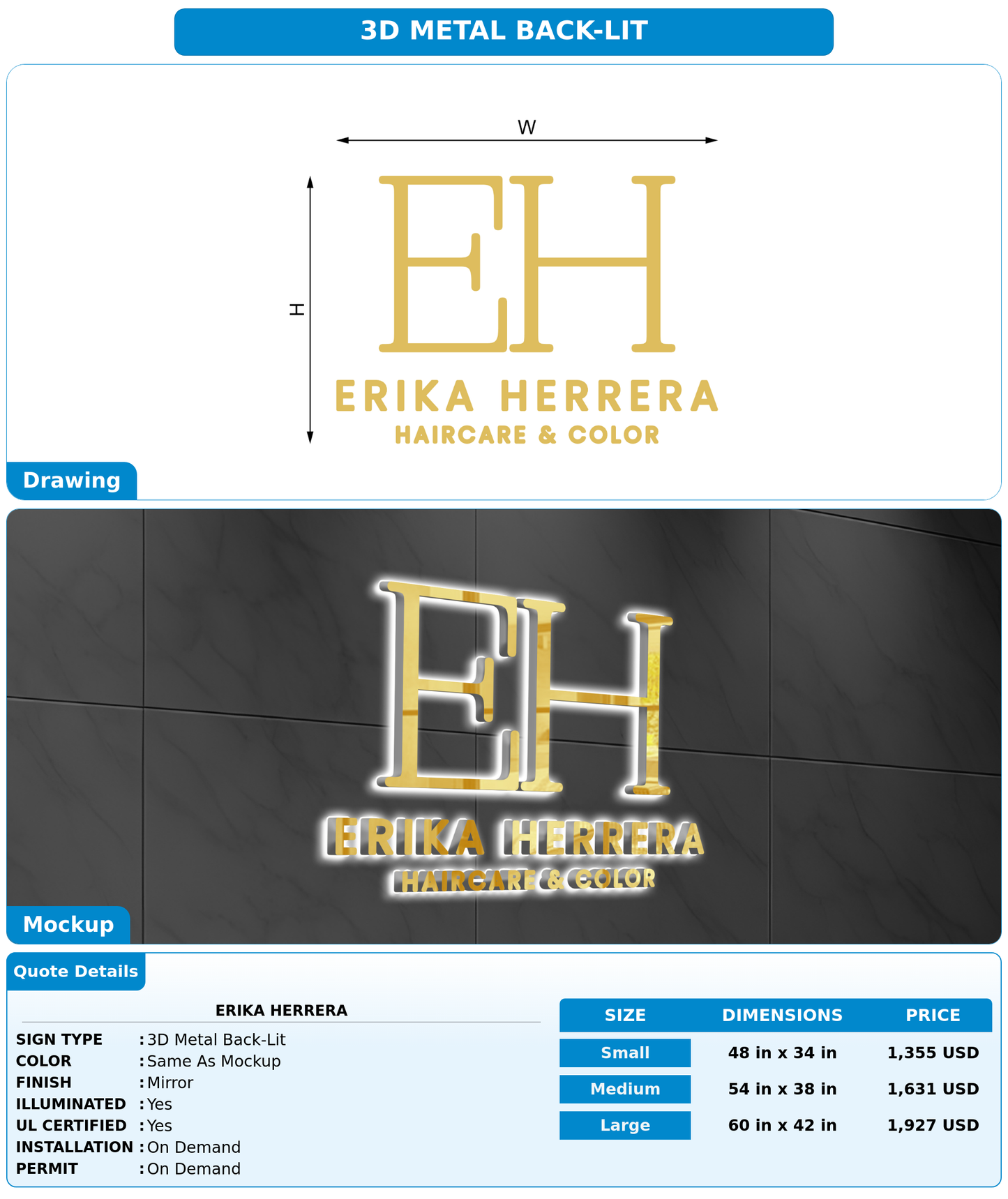 CUSTOM MOCKUP SIGN FOR Erika Herrera