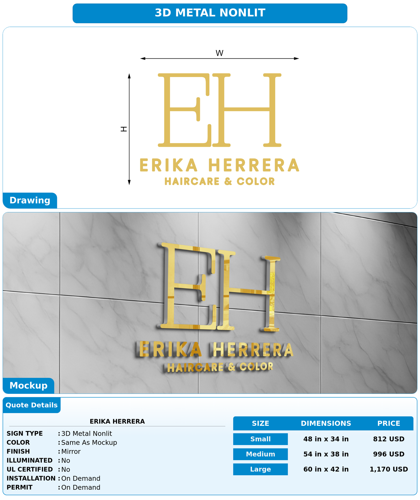 CUSTOM MOCKUP SIGN FOR Erika Herrera