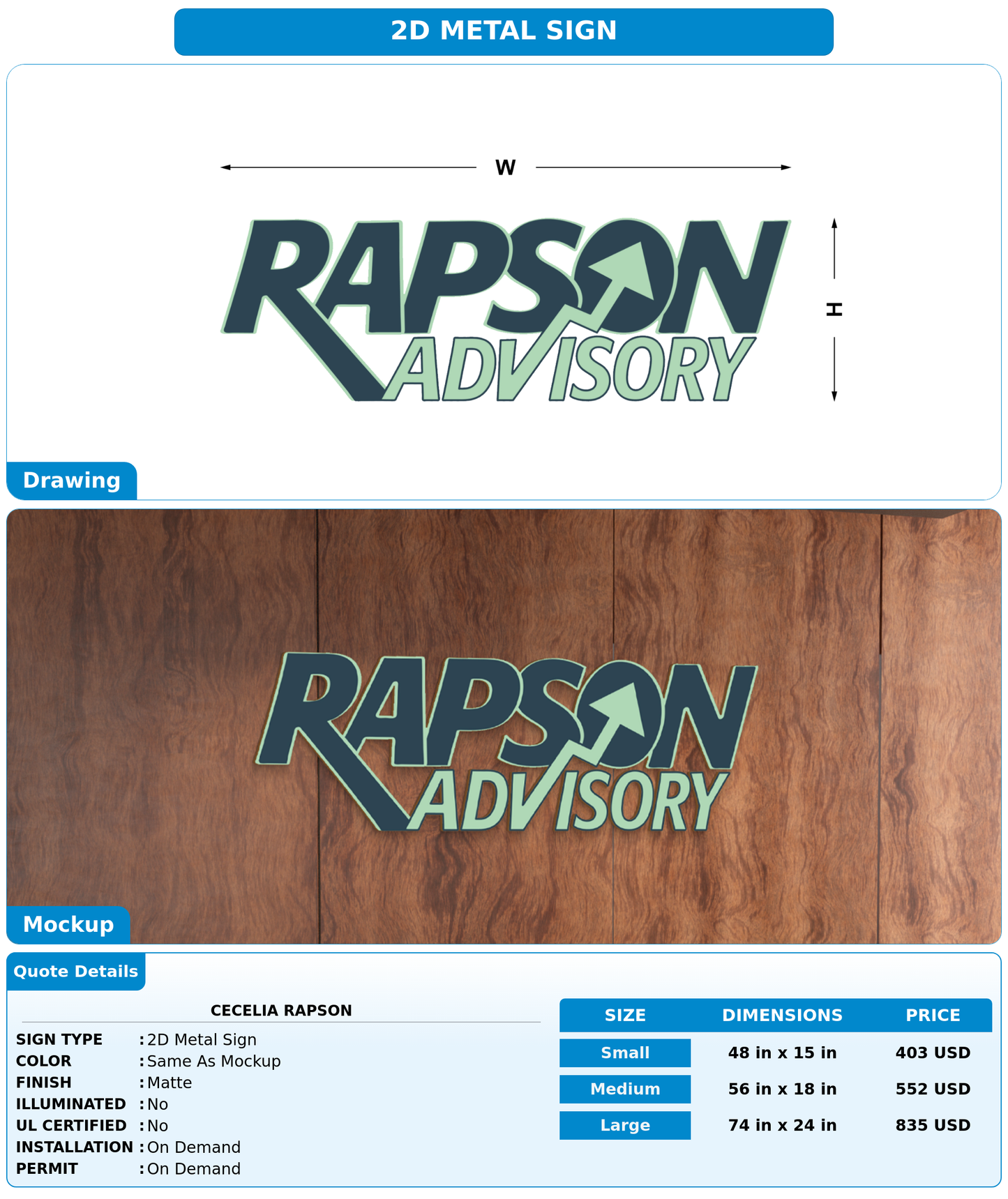 CUSTOM MOCKUP SIGN FOR Cecelia Rapson