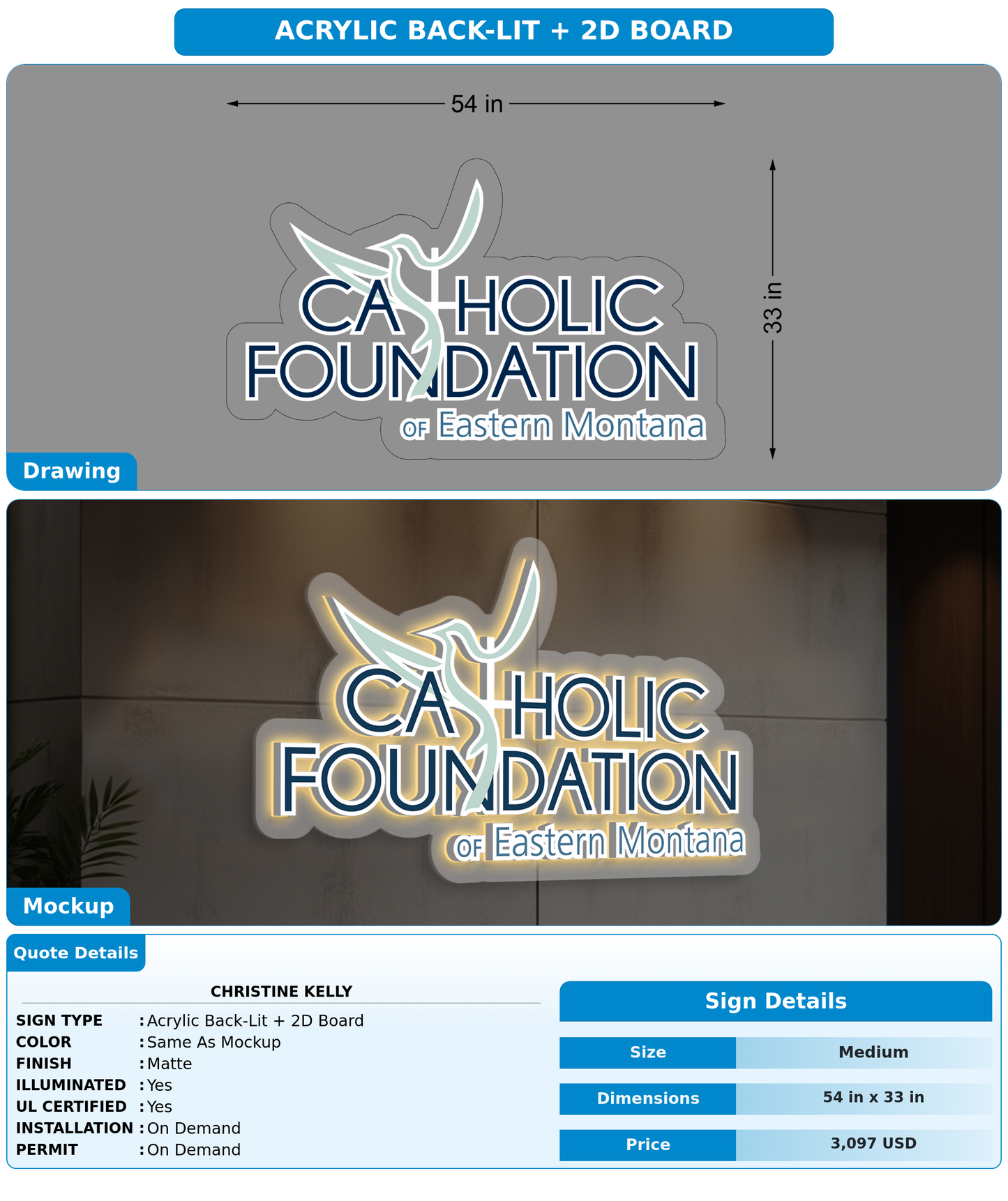 CUSTOM MOCKUP SIGN FOR Christine Kelly