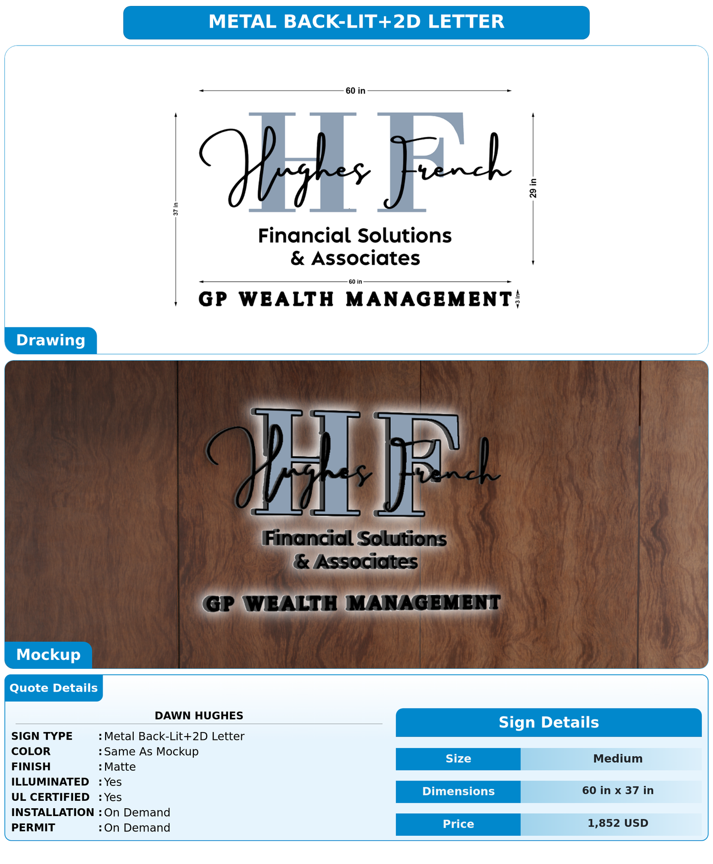 CUSTOM MOCKUP SIGN FOR Dawn Hughes