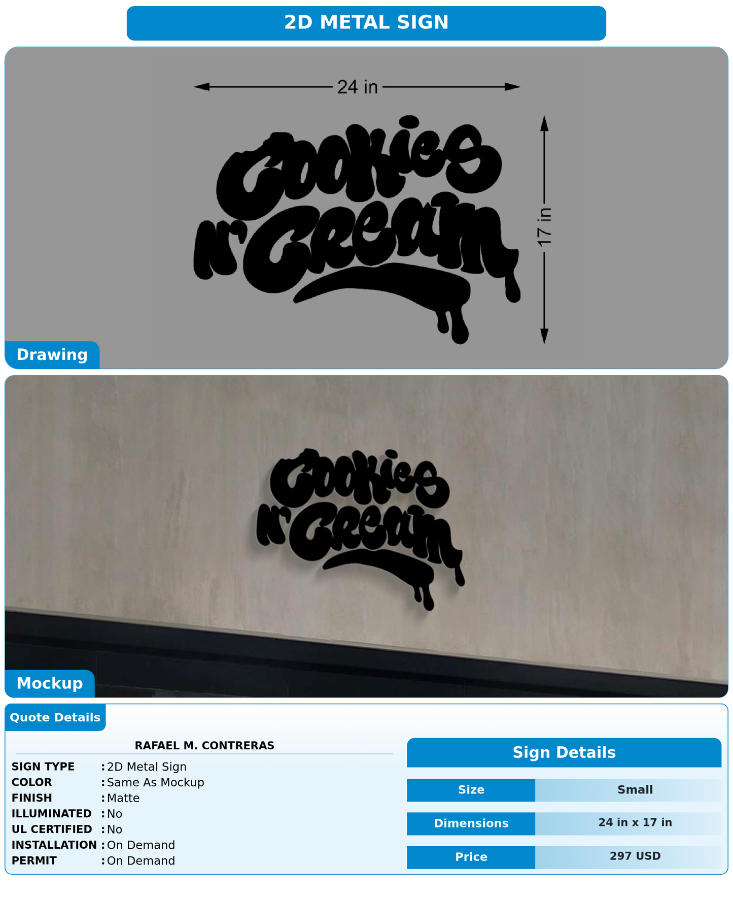 CUSTOM MOCKUP SIGN FOR Rafael M. Contreras