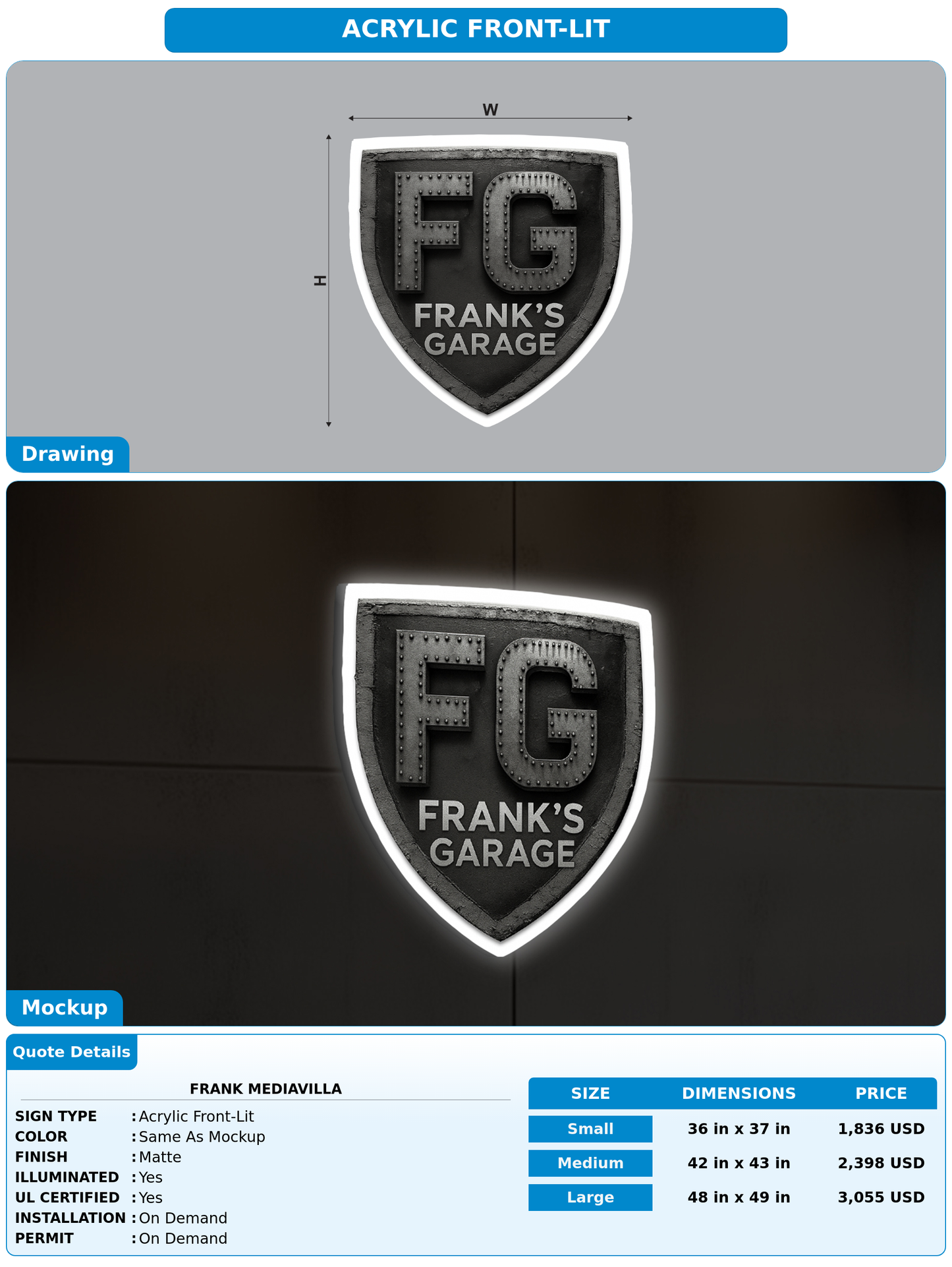 CUSTOM MOCKUP SIGN FOR Frank Mediavilla