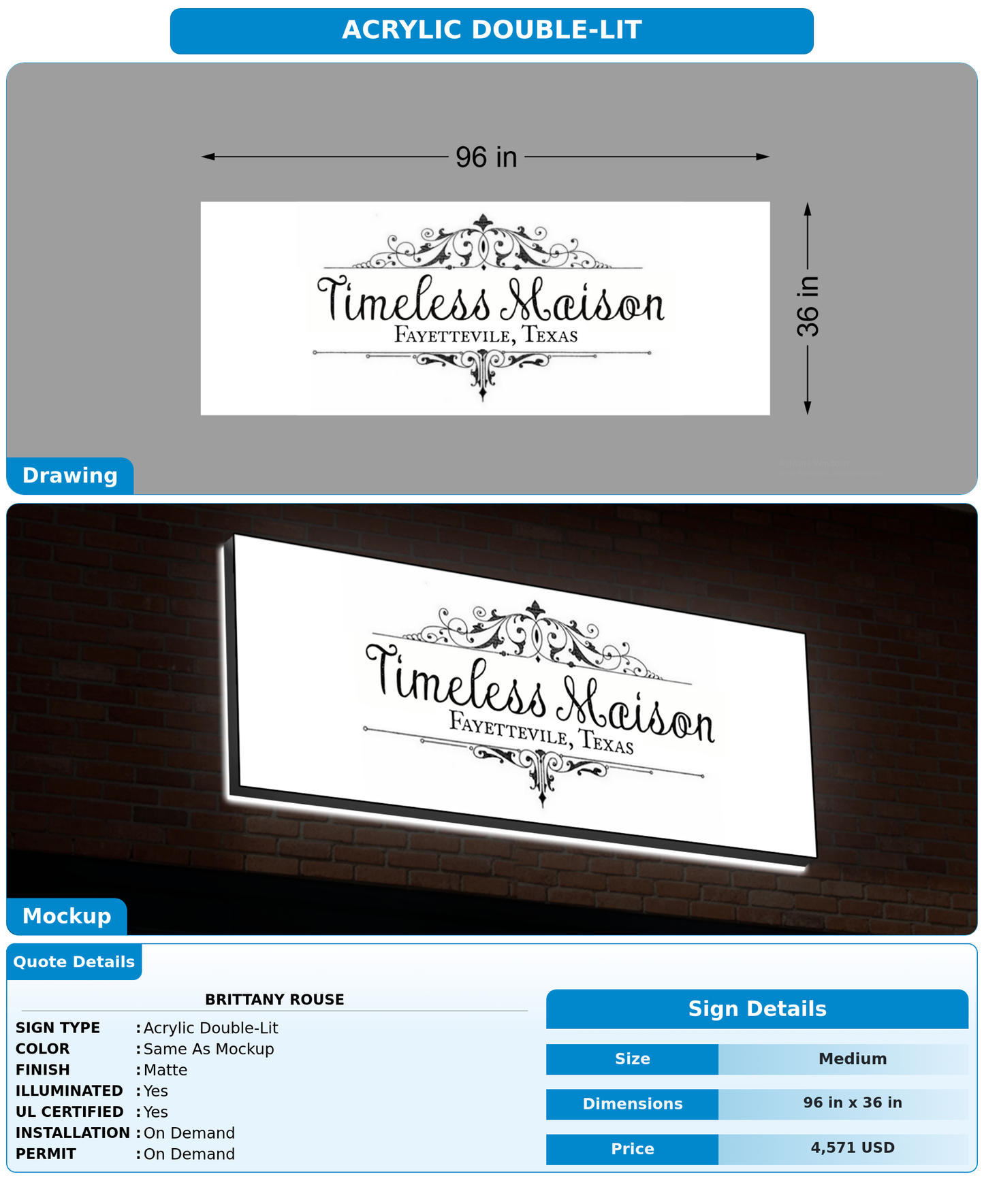 CUSTOM MOCKUP SIGN FOR Brittany rouse