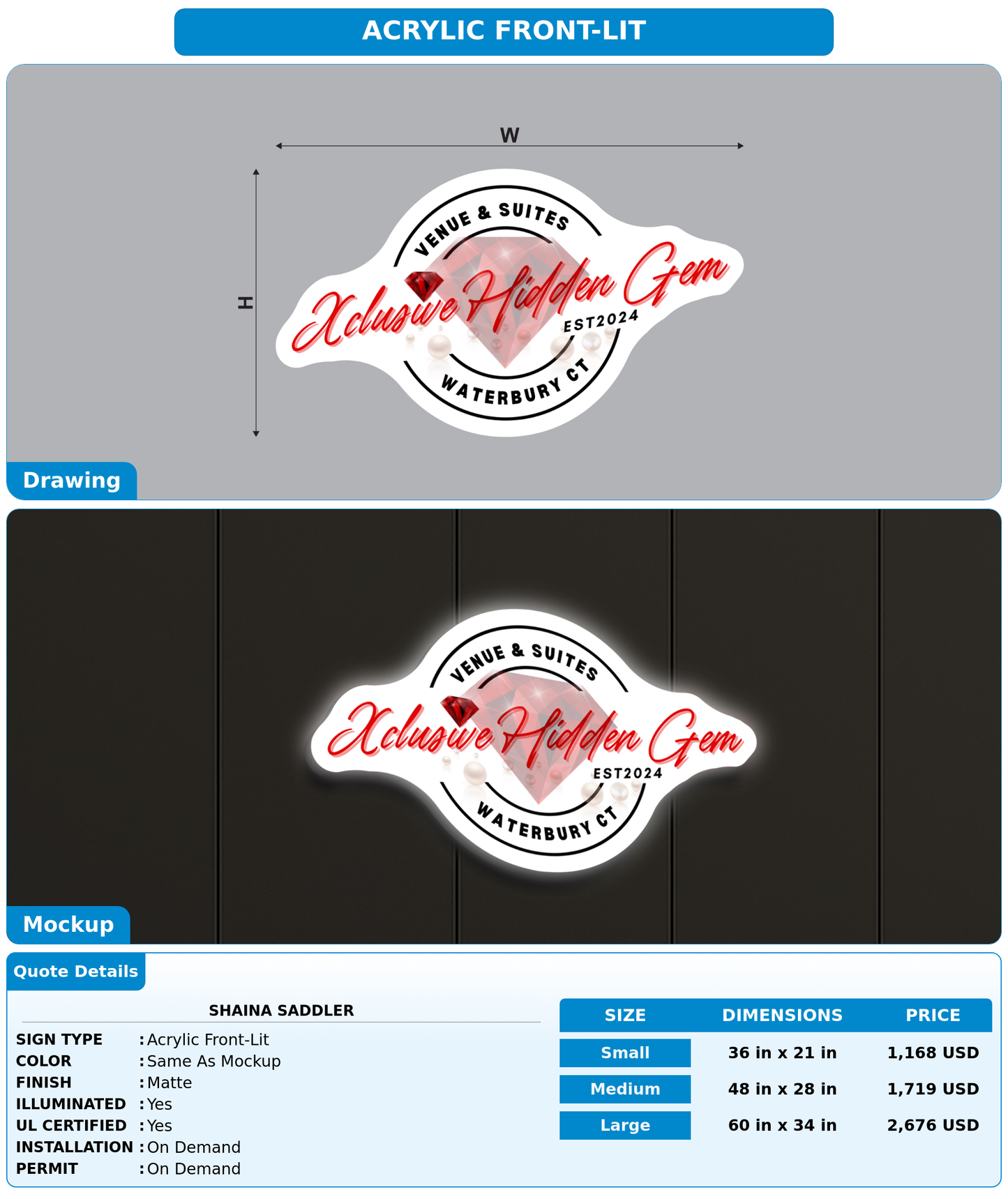 CUSTOM MOCKUP SIGN FOR Shaina Saddler