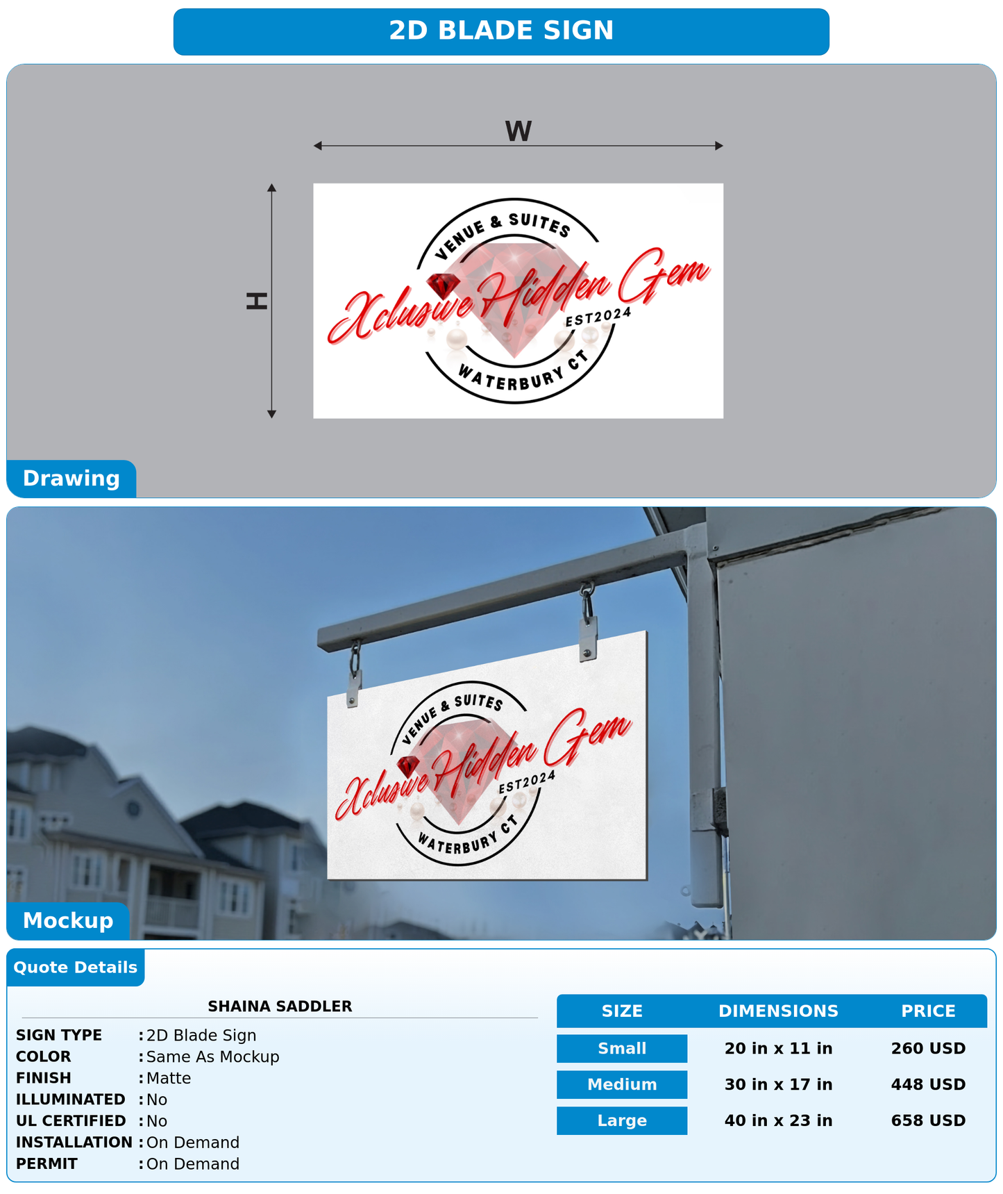 CUSTOM MOCKUP SIGN FOR Shaina Saddler
