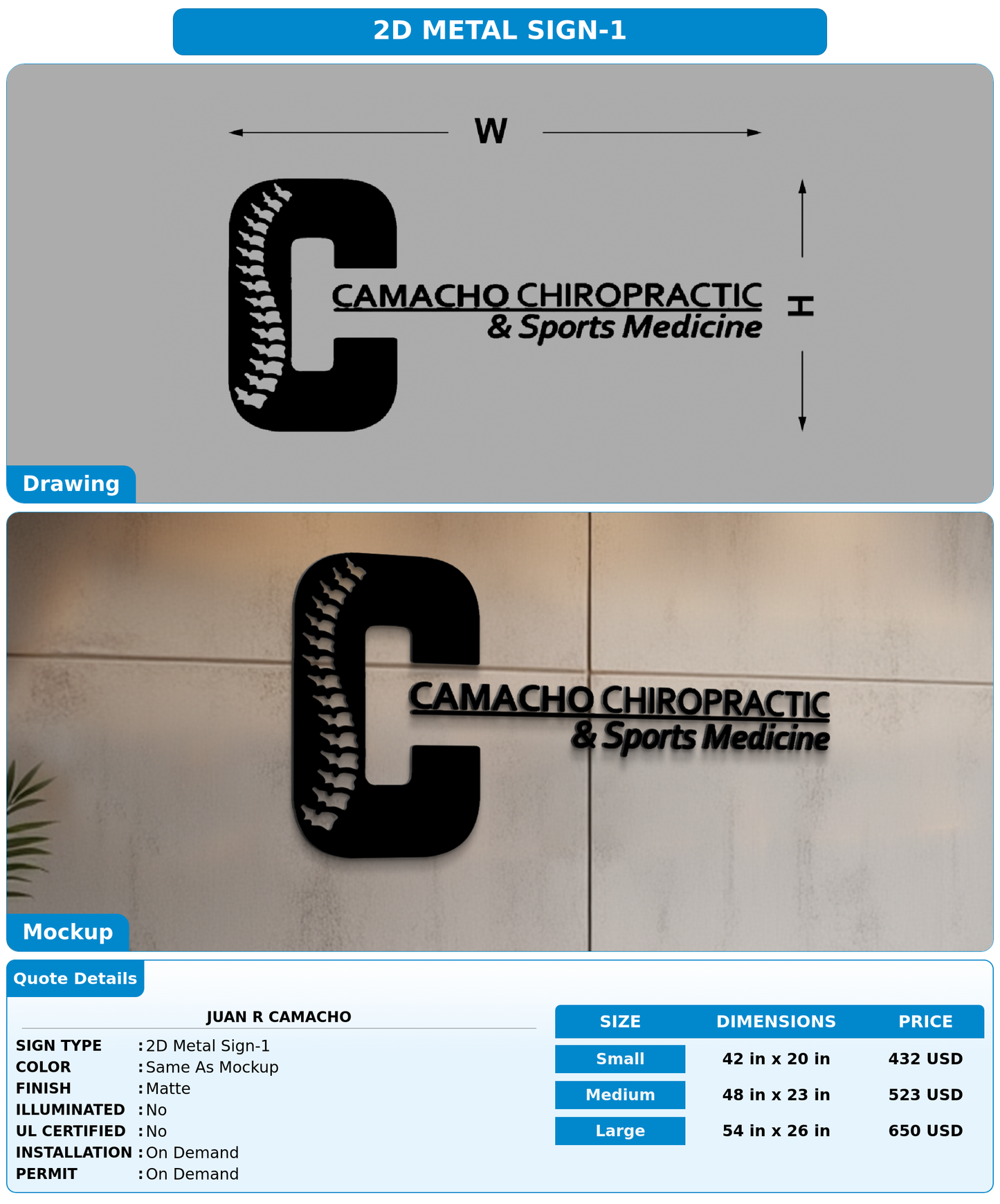 CUSTOM MOCKUP SIGN FOR Juan R Camacho