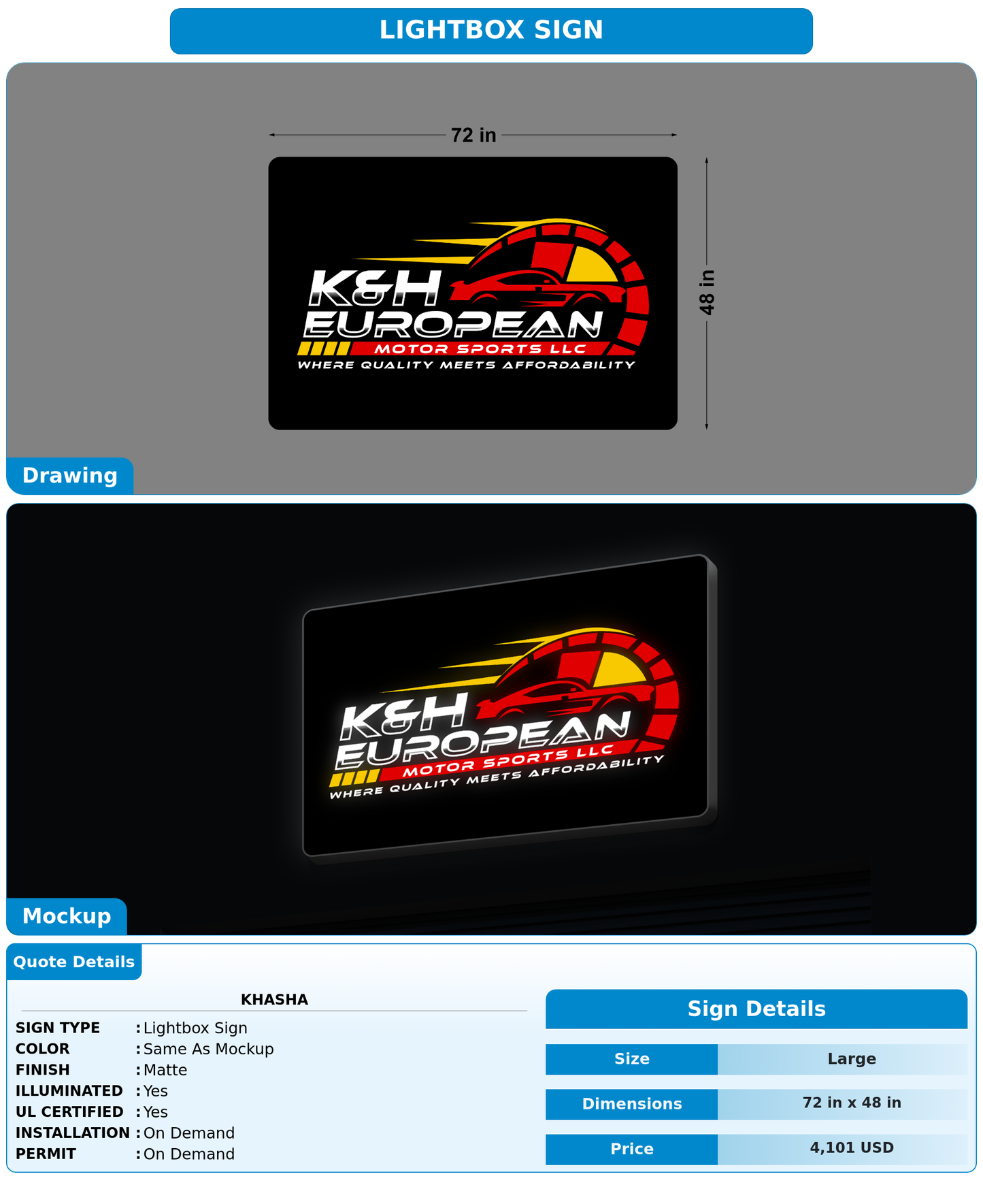 CUSTOM MOCKUP SIGN FOR Khasha