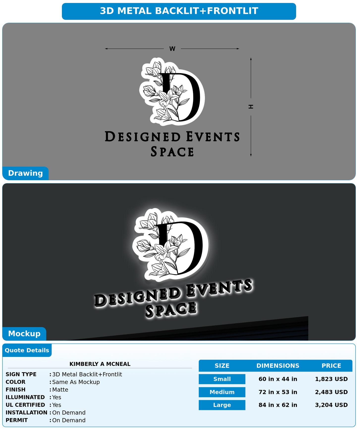 CUSTOM MOCKUP SIGN FOR KIMBERLY A MCNEAL