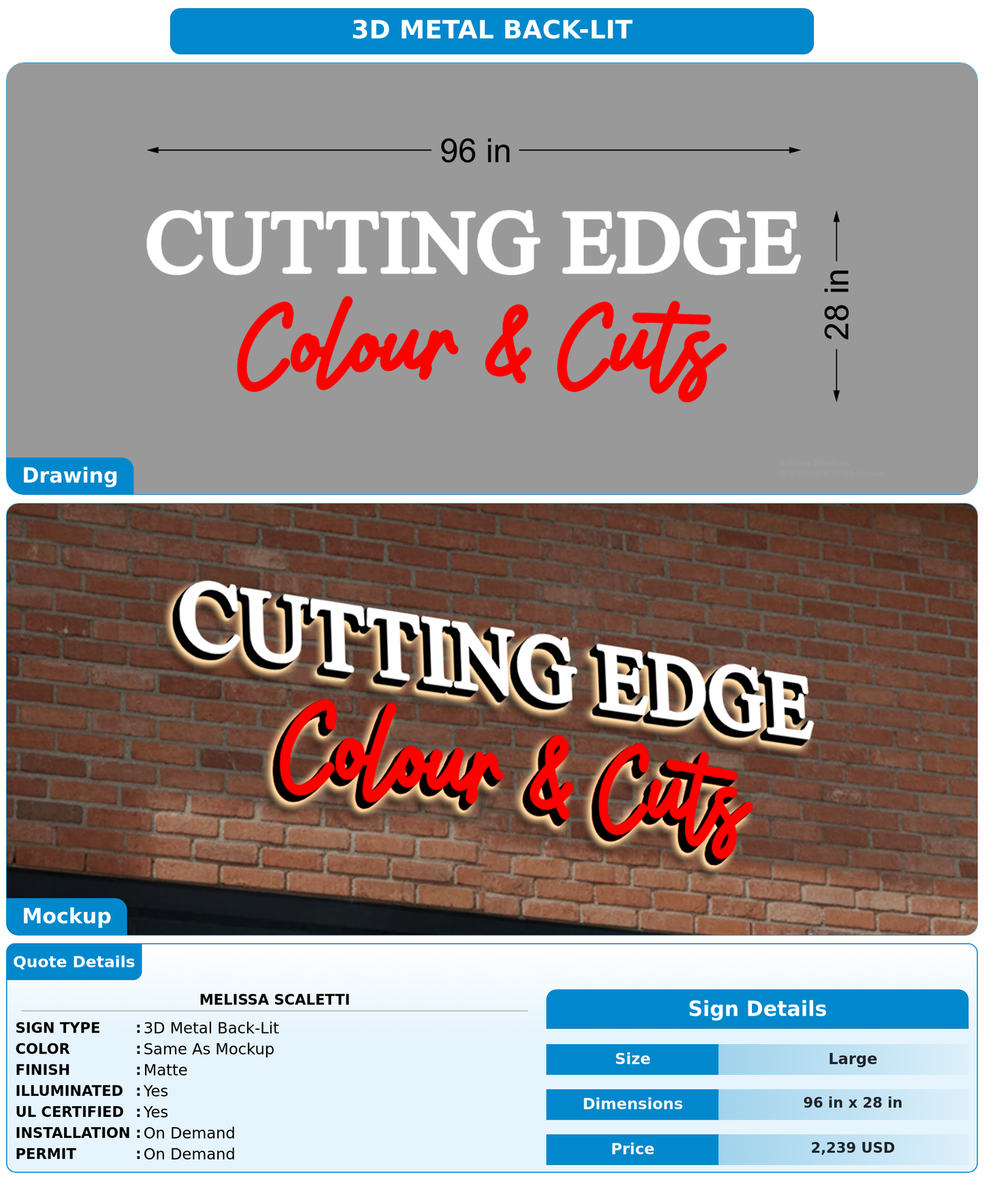 CUSTOM MOCKUP SIGN FOR Melissa Scaletti