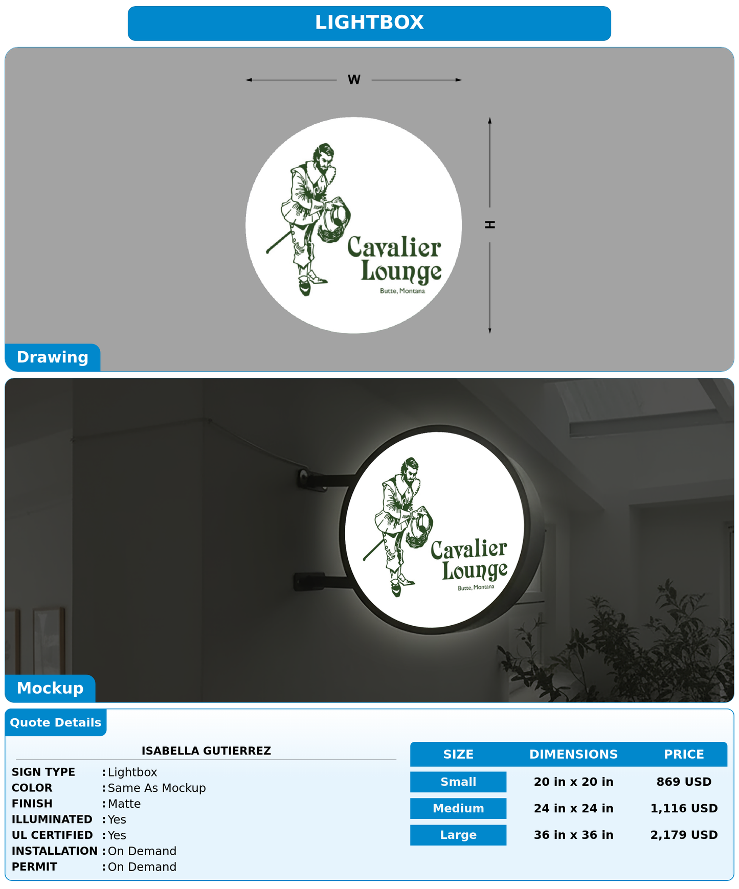 CUSTOM MOCKUP SIGN FOR Isabella Gutierrez