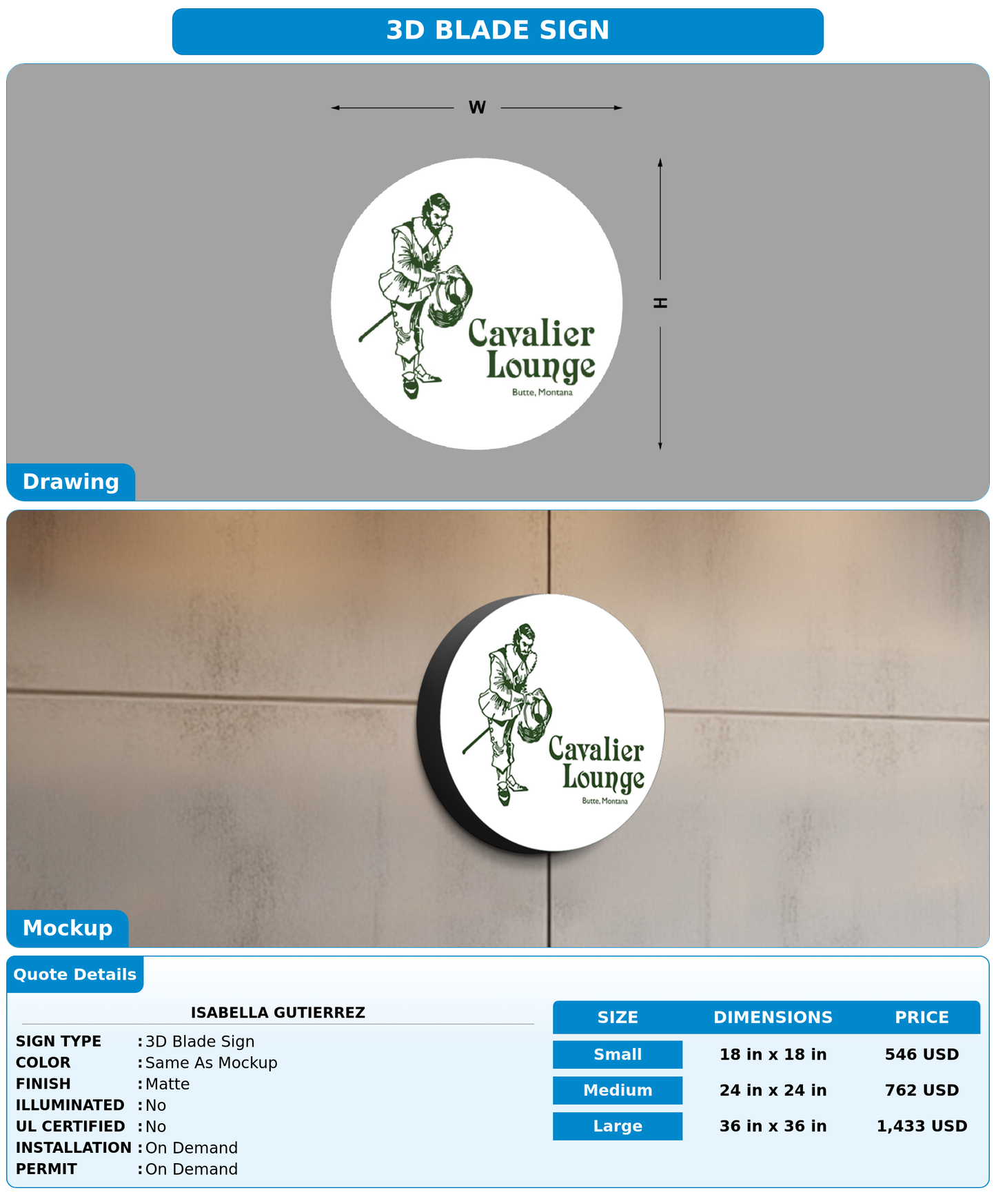 CUSTOM MOCKUP SIGN FOR Isabella Gutierrez