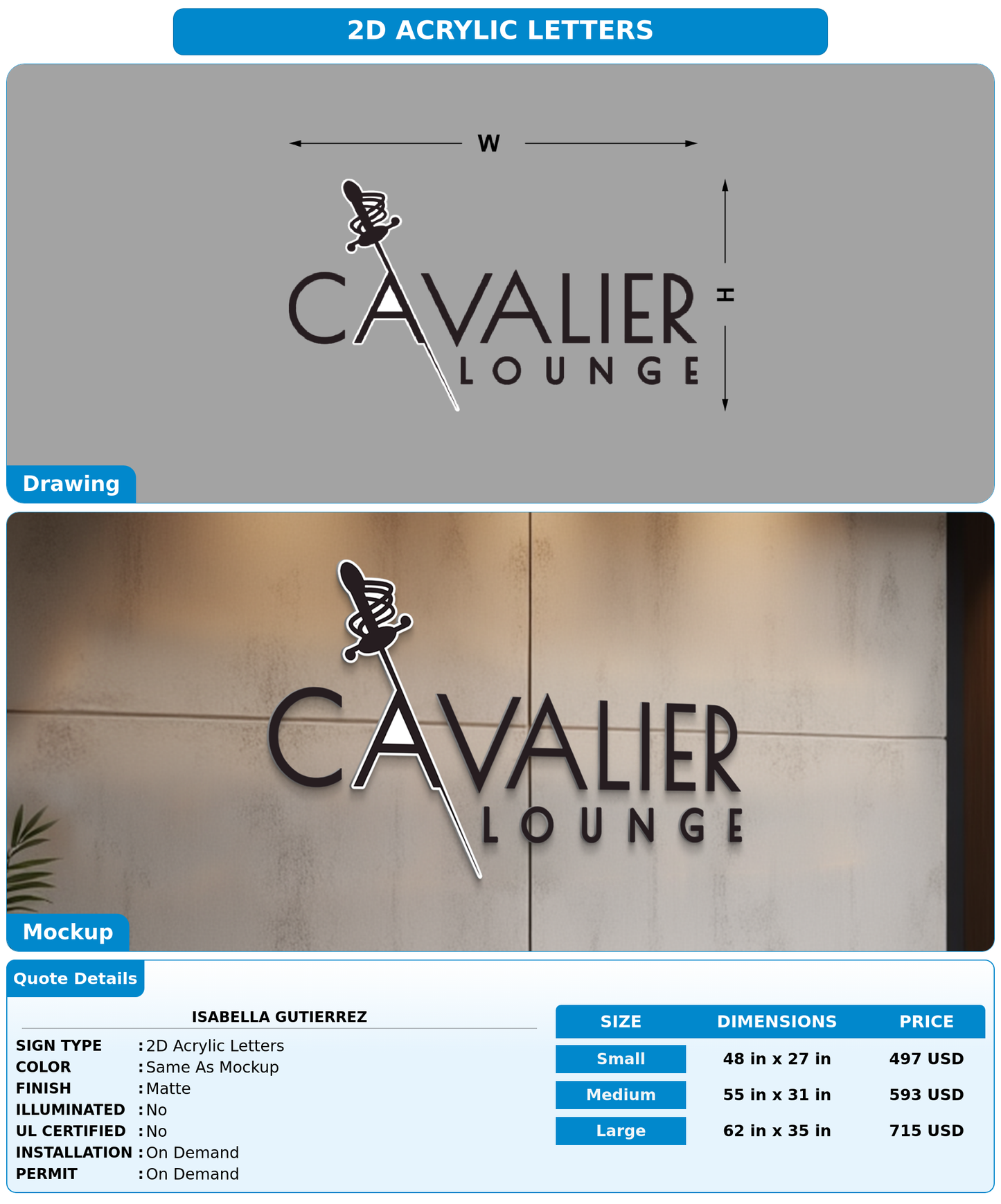 CUSTOM MOCKUP SIGN FOR Isabella Gutierrez