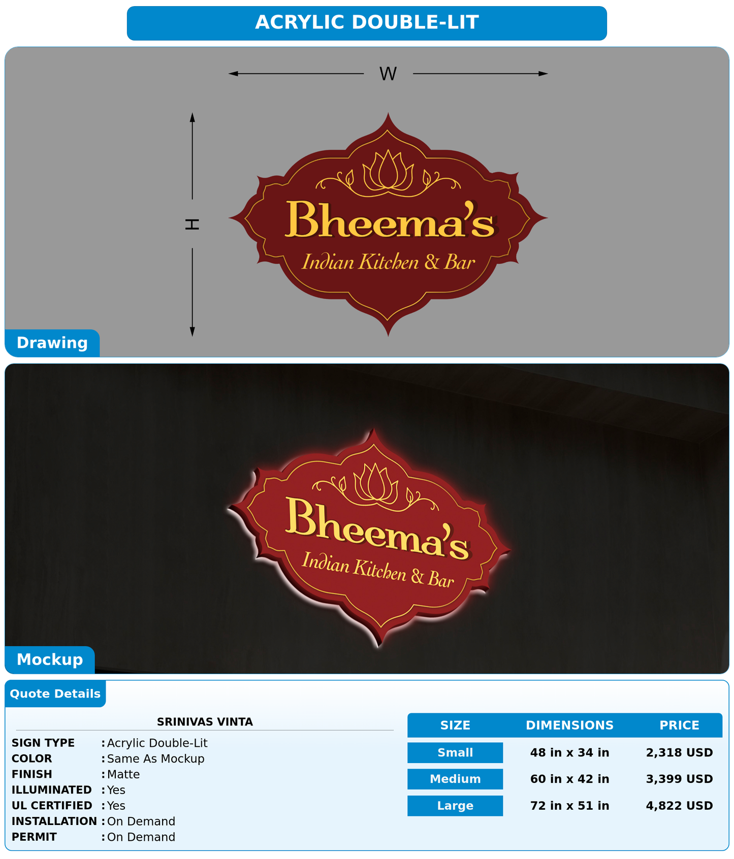 CUSTOM MOCKUP SIGN FOR Srinivas Vinta