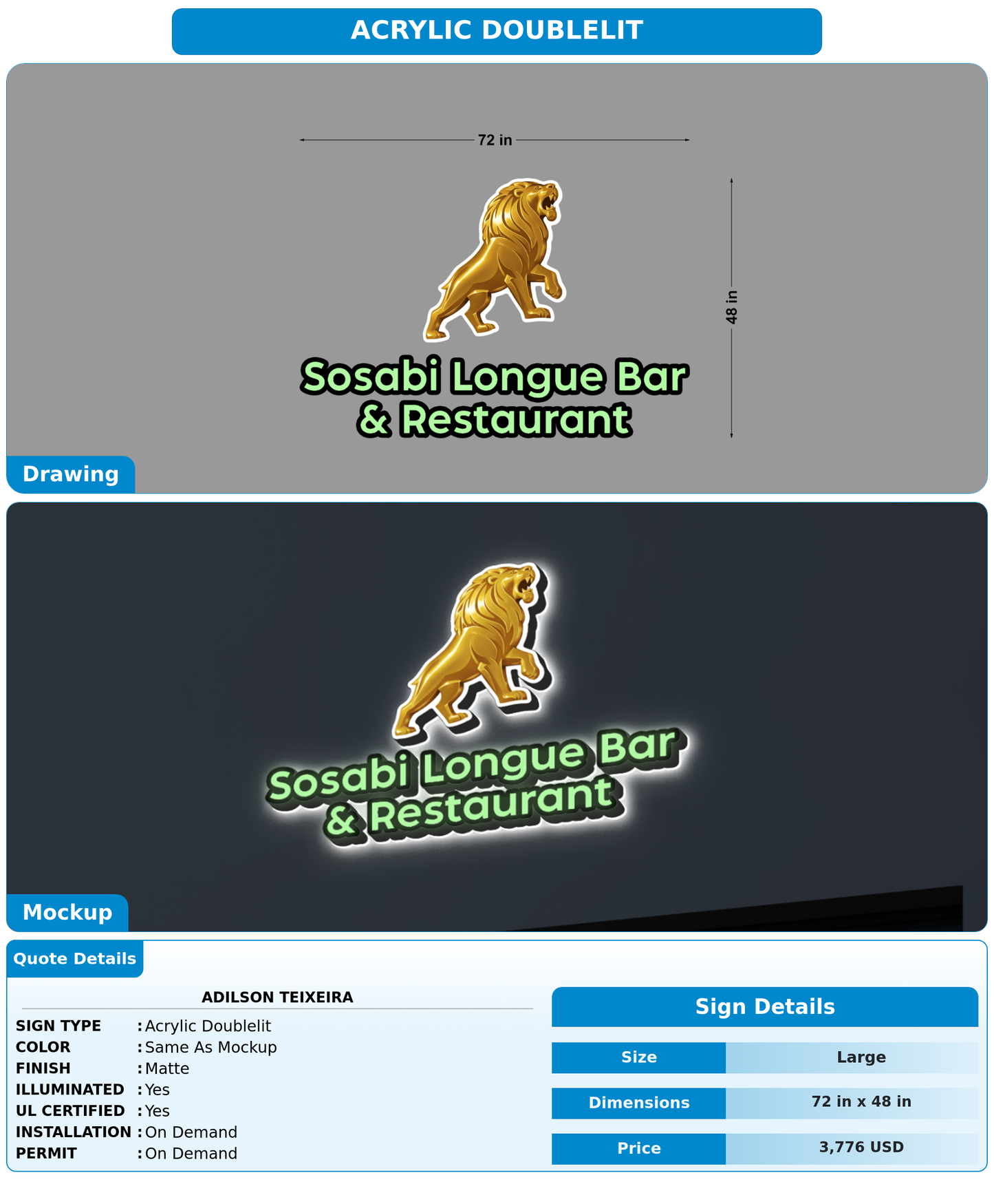CUSTOM MOCKUP SIGN FOR Adilson Teixeira
