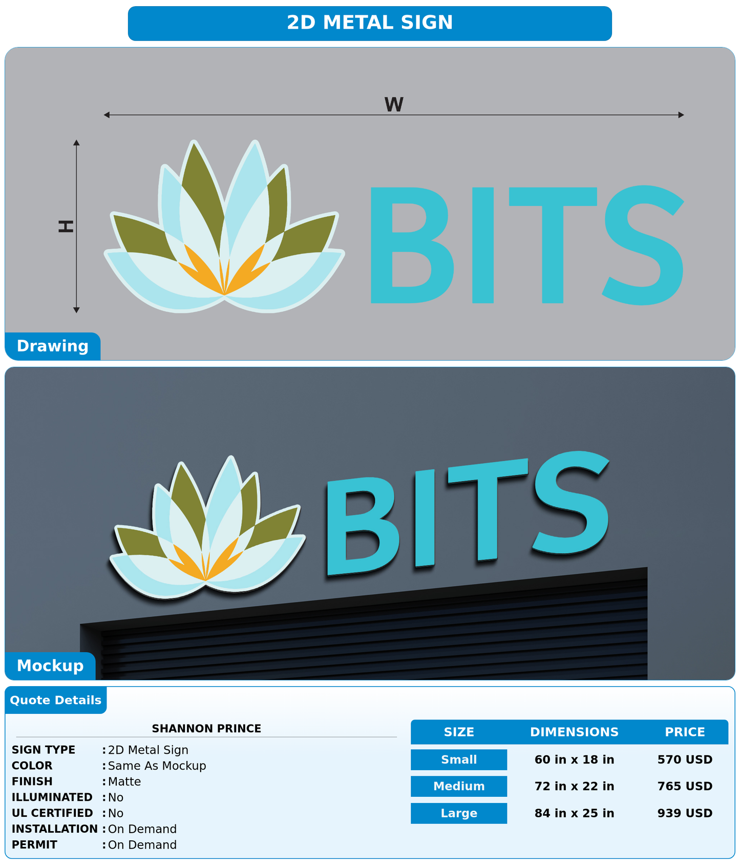 CUSTOM MOCKUP SIGN FOR Shannon Prince
