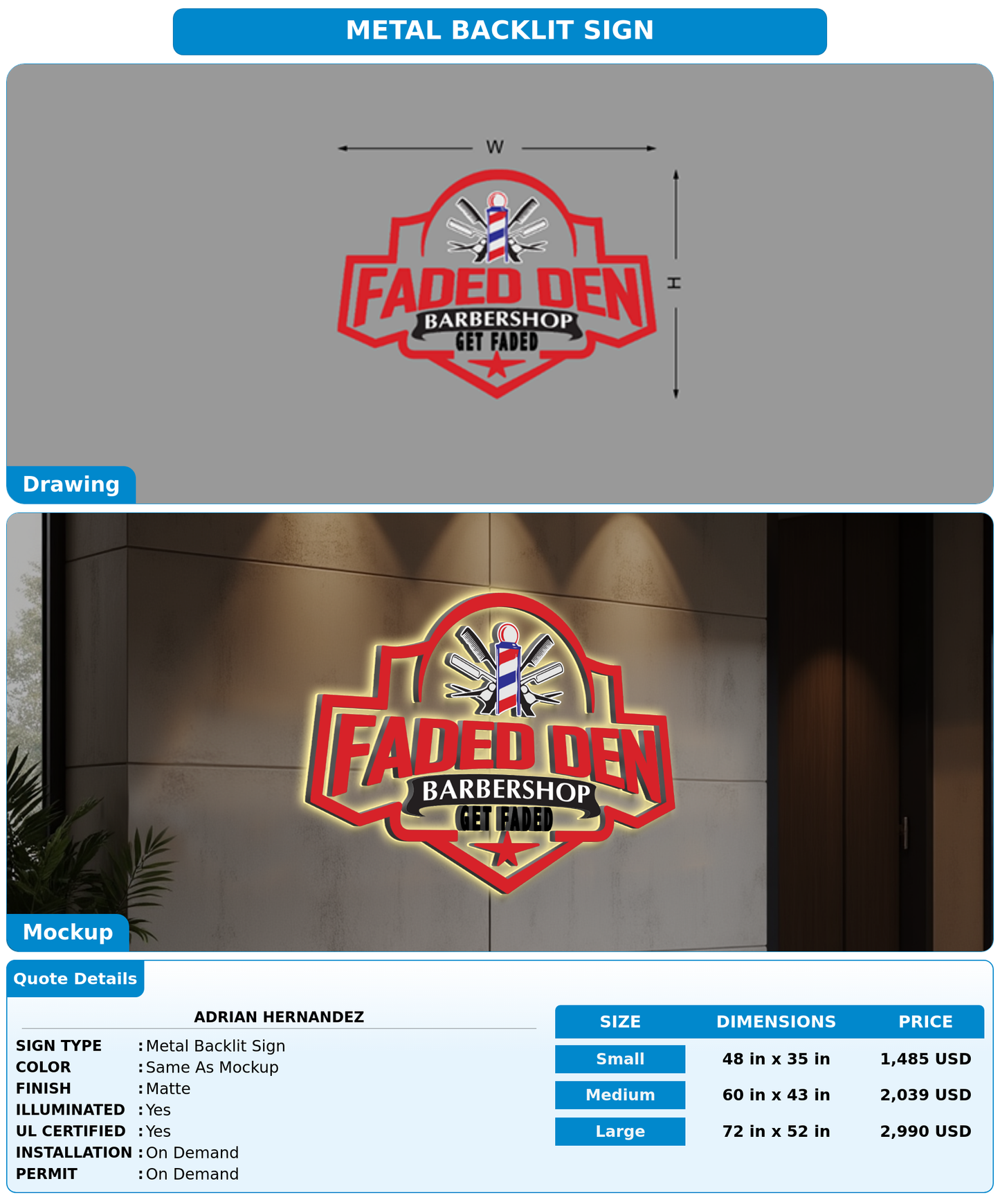 CUSTOM MOCKUP SIGN FOR Adrian Hernandez
