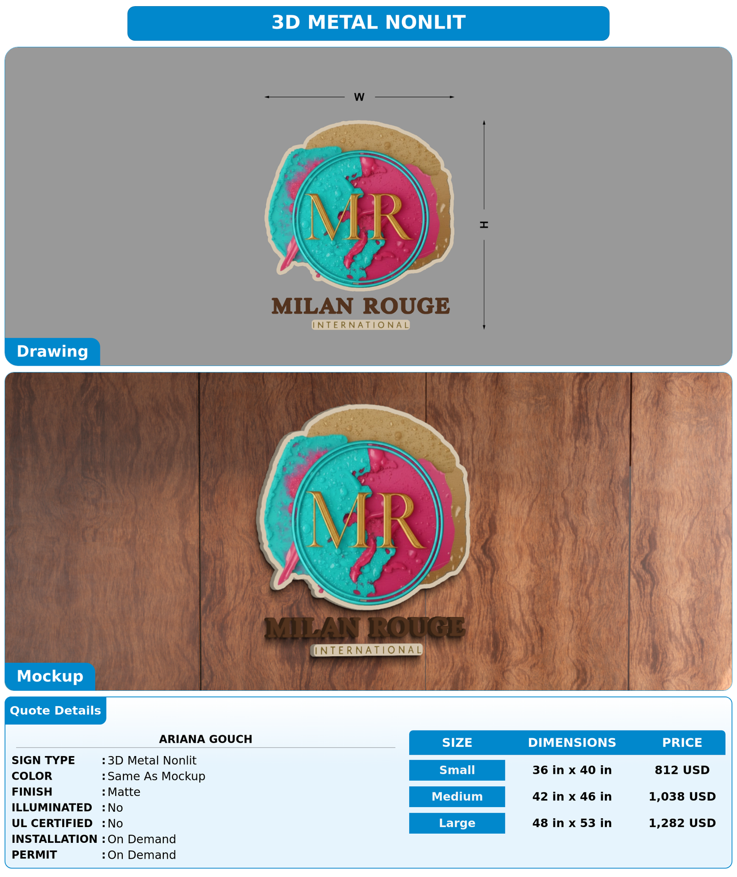 CUSTOM MOCKUP SIGN FOR Ariana Gouch