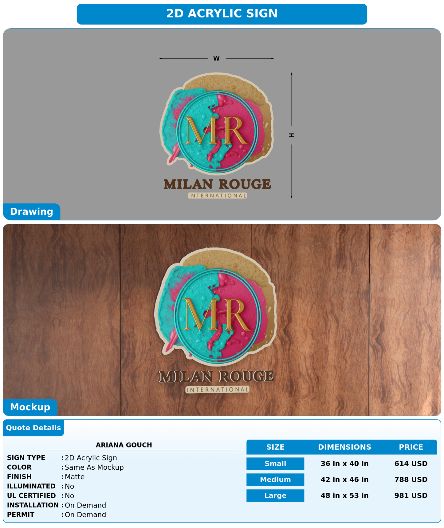 CUSTOM MOCKUP SIGN FOR Ariana Gouch