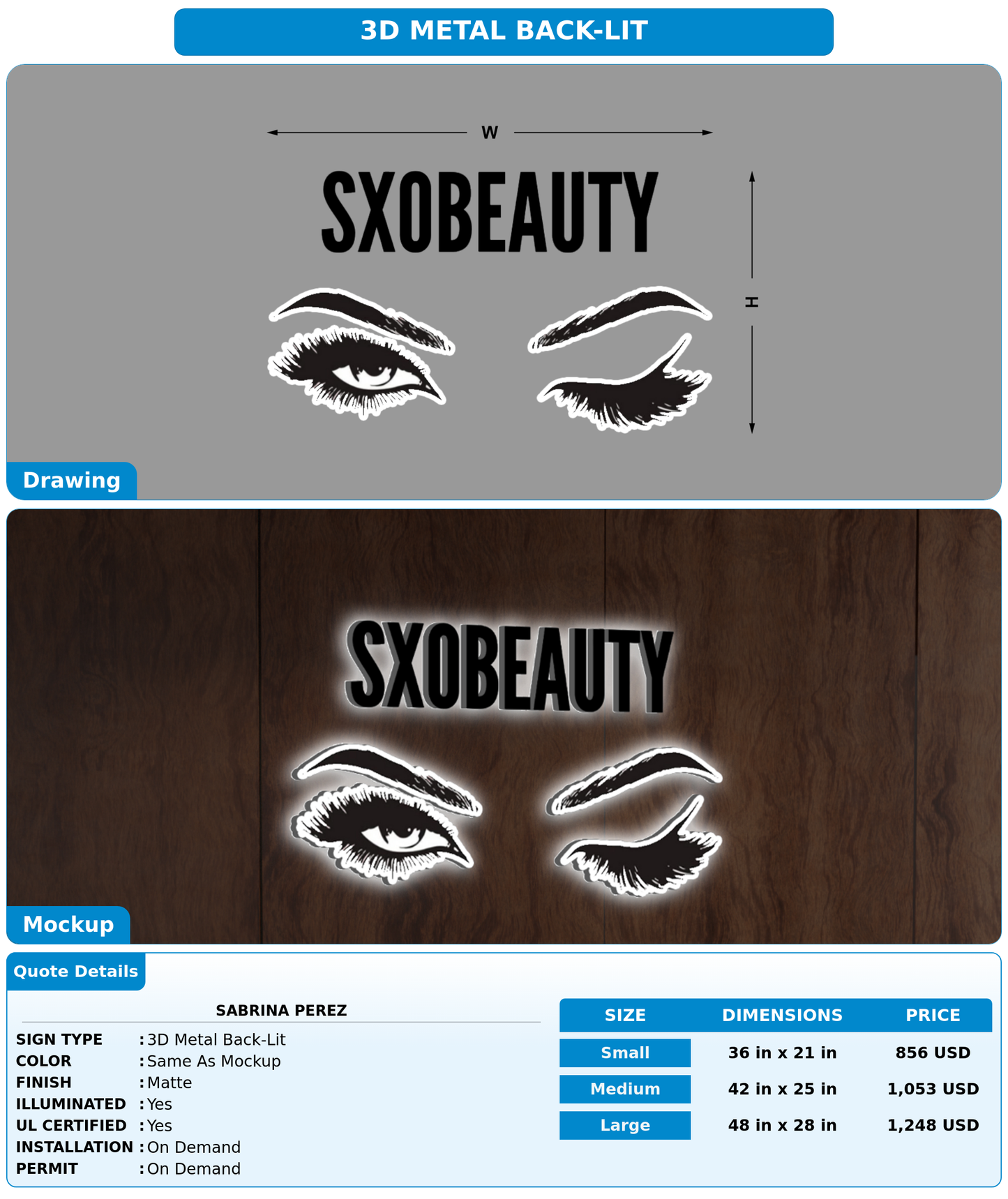 CUSTOM MOCKUP SIGN FOR sabrina perez