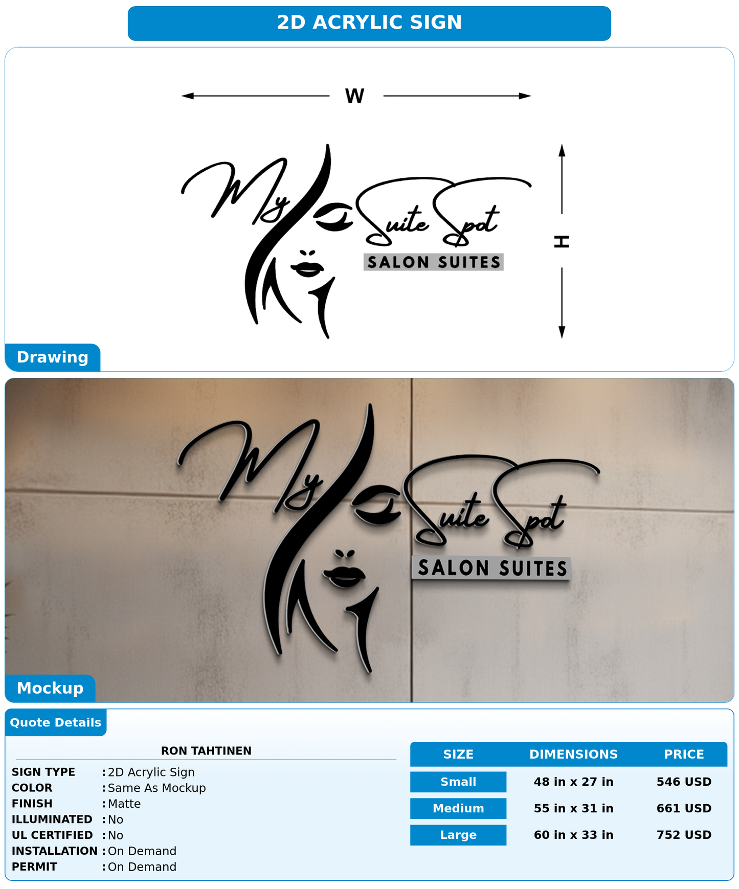 CUSTOM MOCKUP SIGN FOR Ron Tahtinen