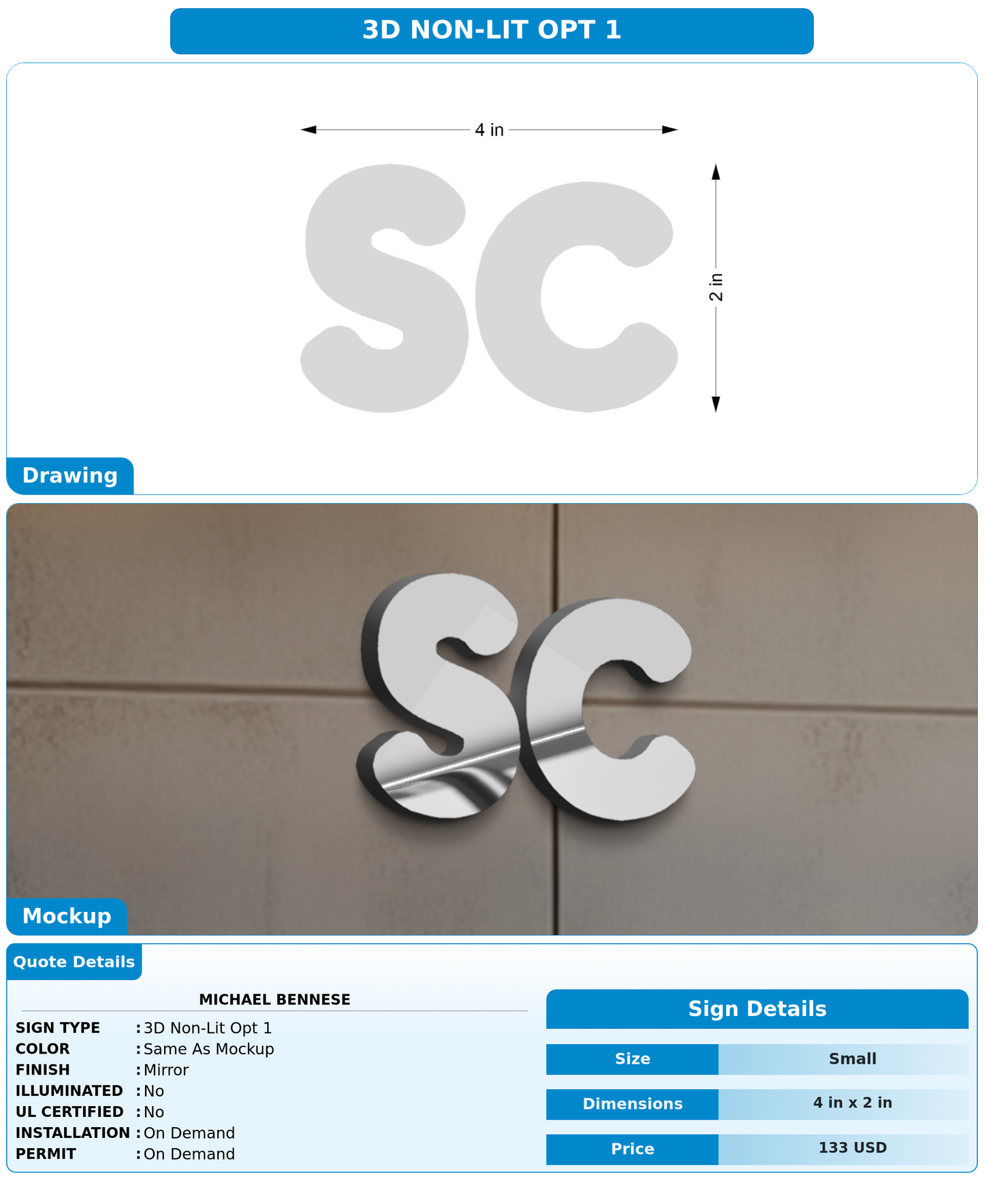 CUSTOM MOCKUP SIGN FOR Michael Bennese