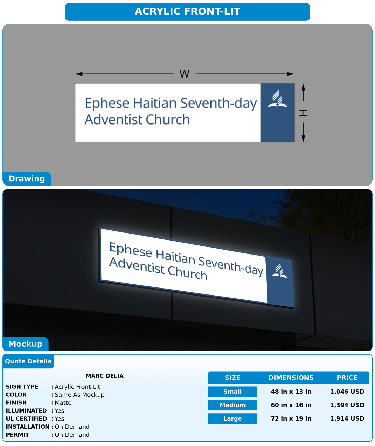 CUSTOM MOCKUP SIGN FOR Marc Delia