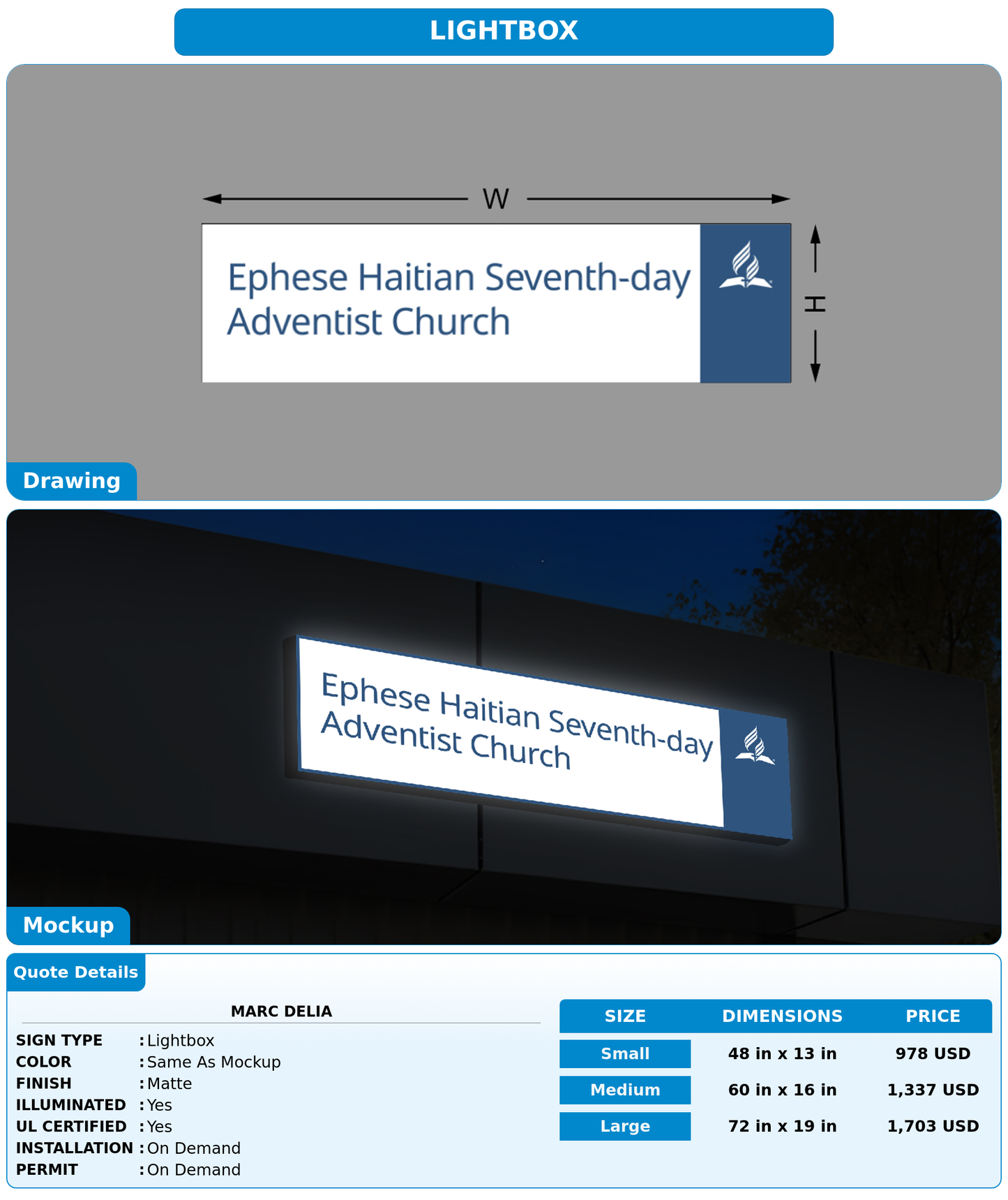 CUSTOM MOCKUP SIGN FOR Marc Delia