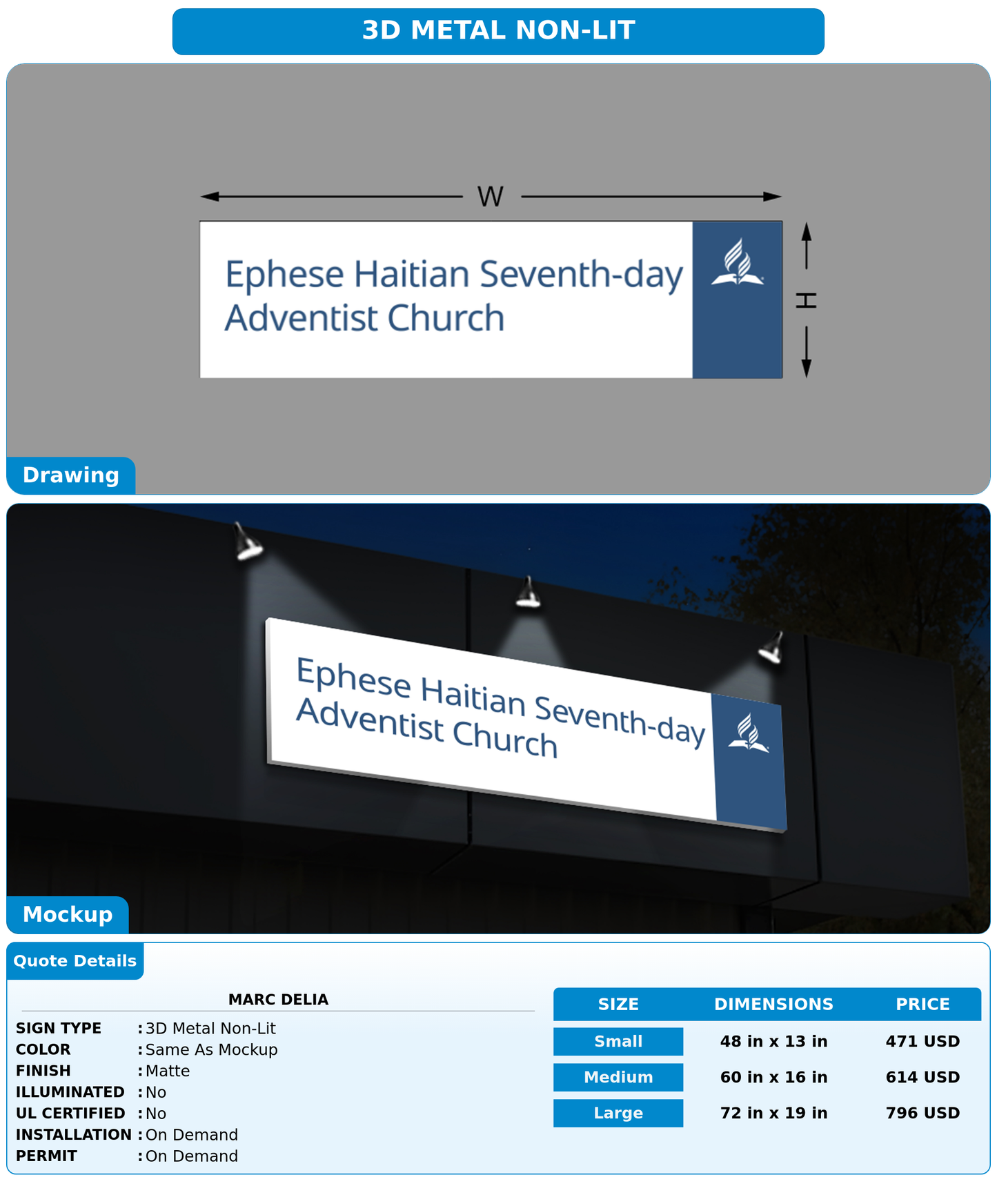 CUSTOM MOCKUP SIGN FOR Marc Delia