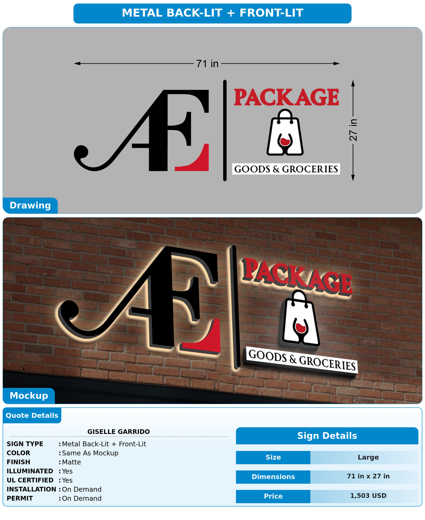 CUSTOM MOCKUP SIGN FOR Giselle Garrido