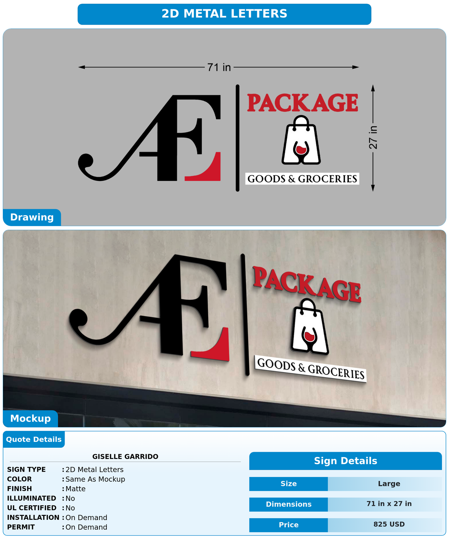 CUSTOM MOCKUP SIGN FOR Giselle Garrido