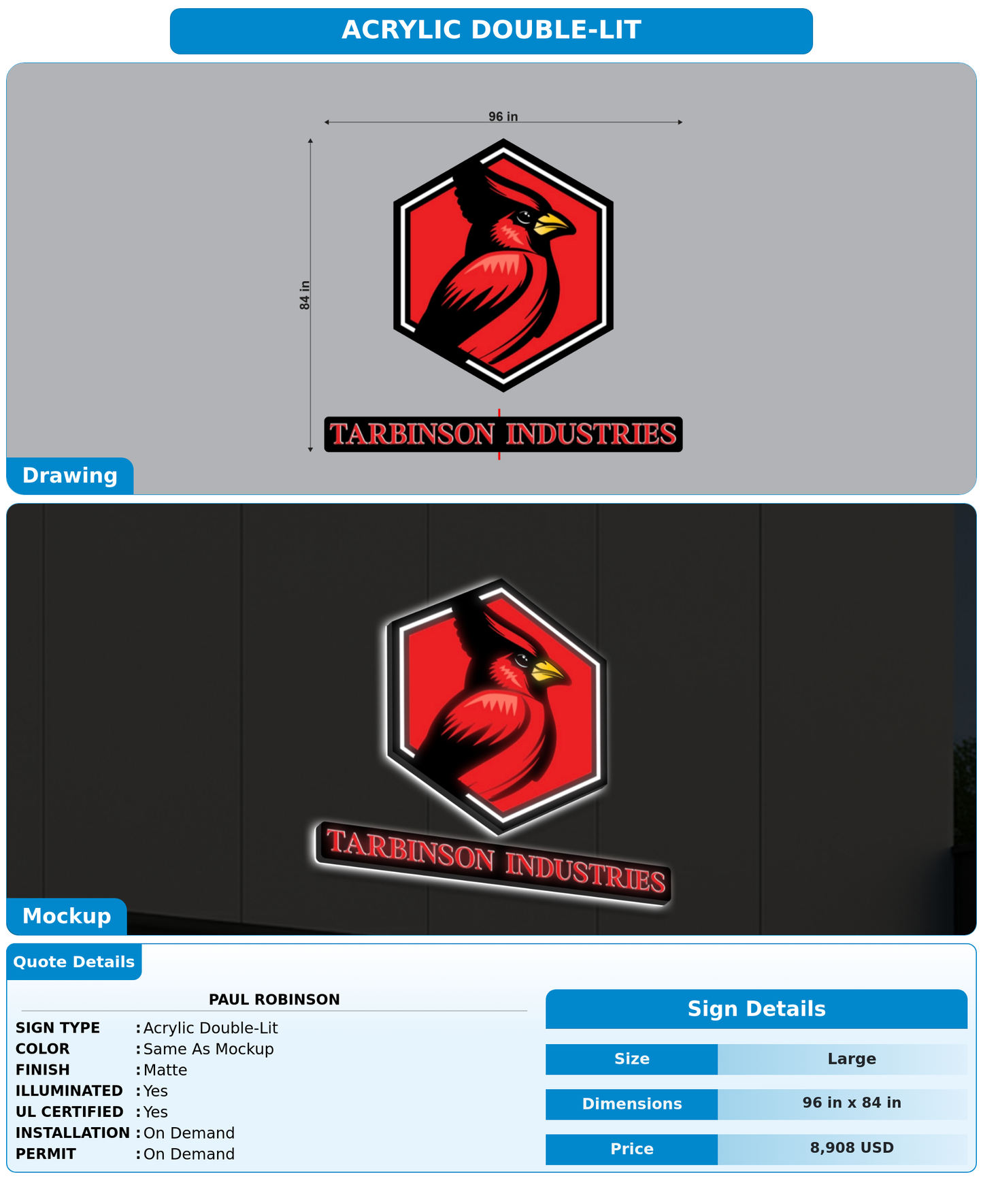 CUSTOM MOCKUP SIGN FOR Paul Robinson