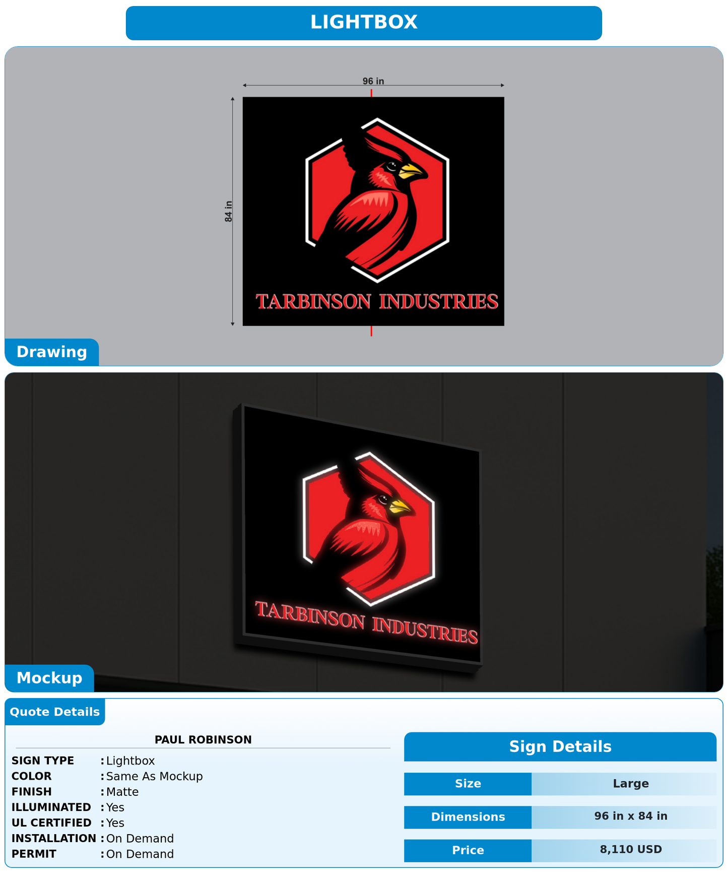CUSTOM MOCKUP SIGN FOR Paul Robinson