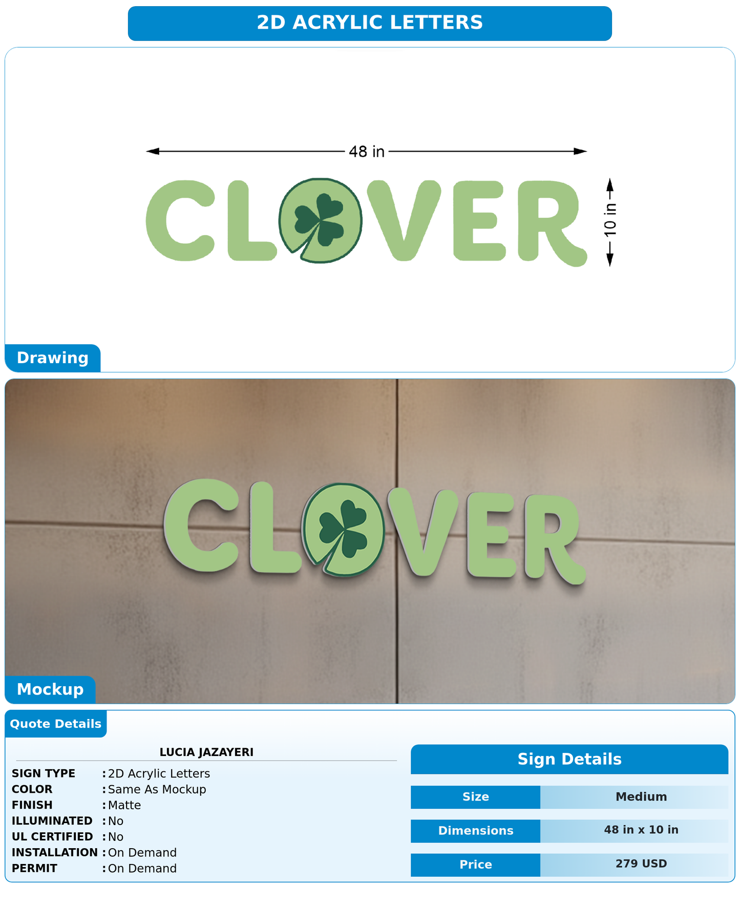 CUSTOM MOCKUP SIGN FOR Lucia Jazayeri
