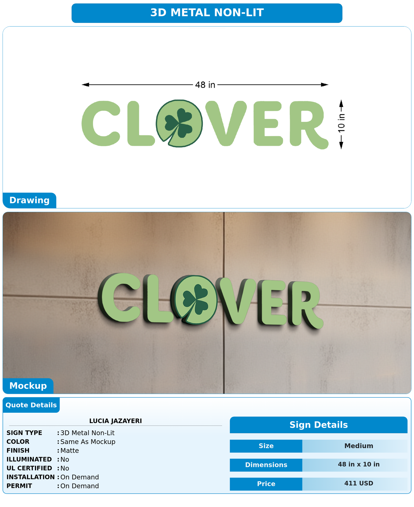 CUSTOM MOCKUP SIGN FOR Lucia Jazayeri