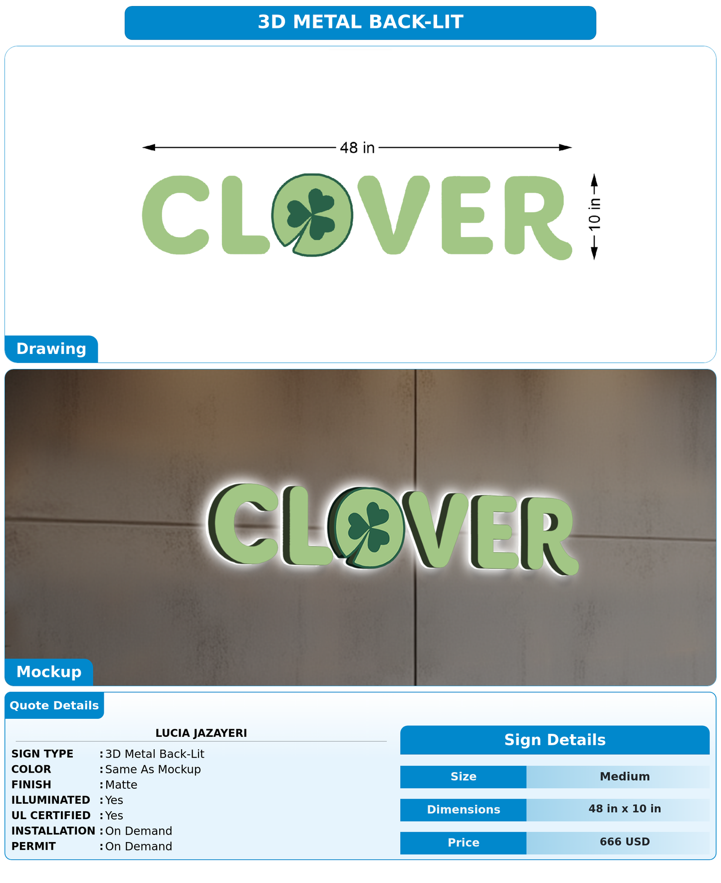 CUSTOM MOCKUP SIGN FOR Lucia Jazayeri