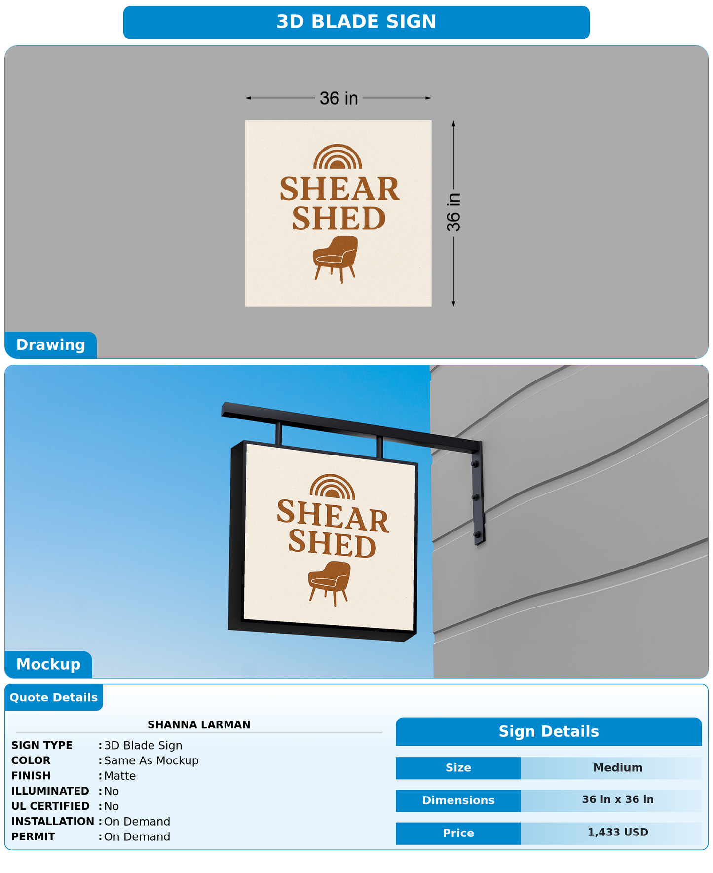 CUSTOM MOCKUP SIGN FOR Shanna Larman
