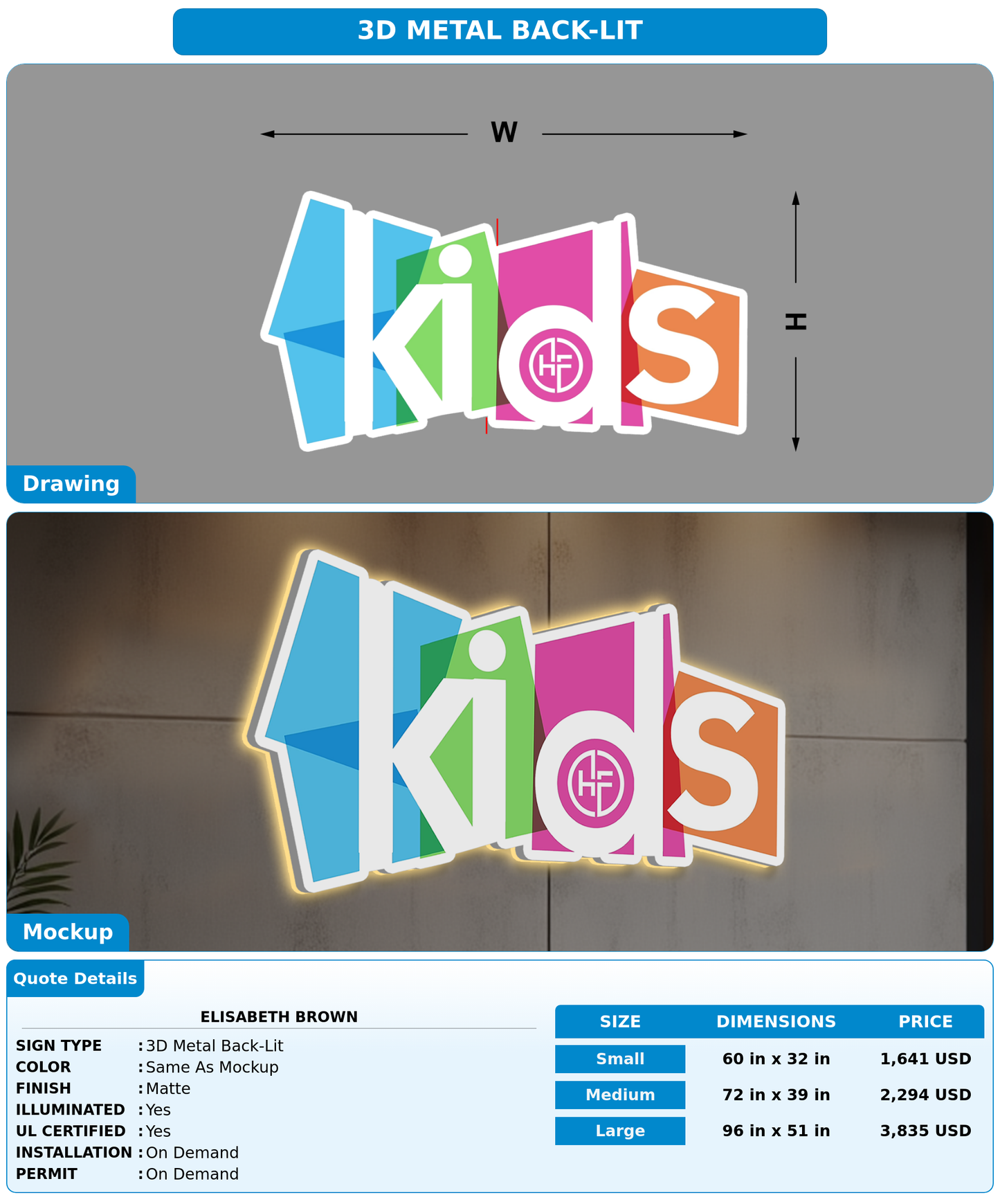 CUSTOM MOCKUP SIGN FOR Elisabeth Brown