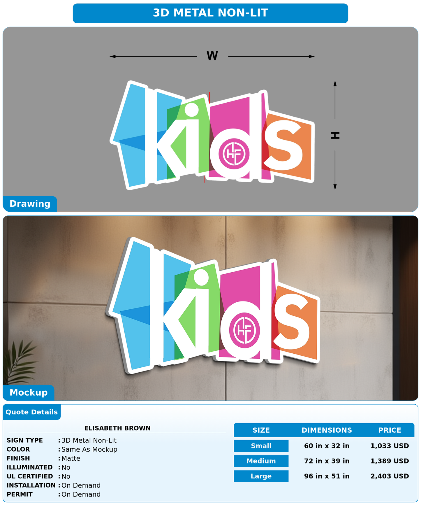 CUSTOM MOCKUP SIGN FOR Elisabeth Brown