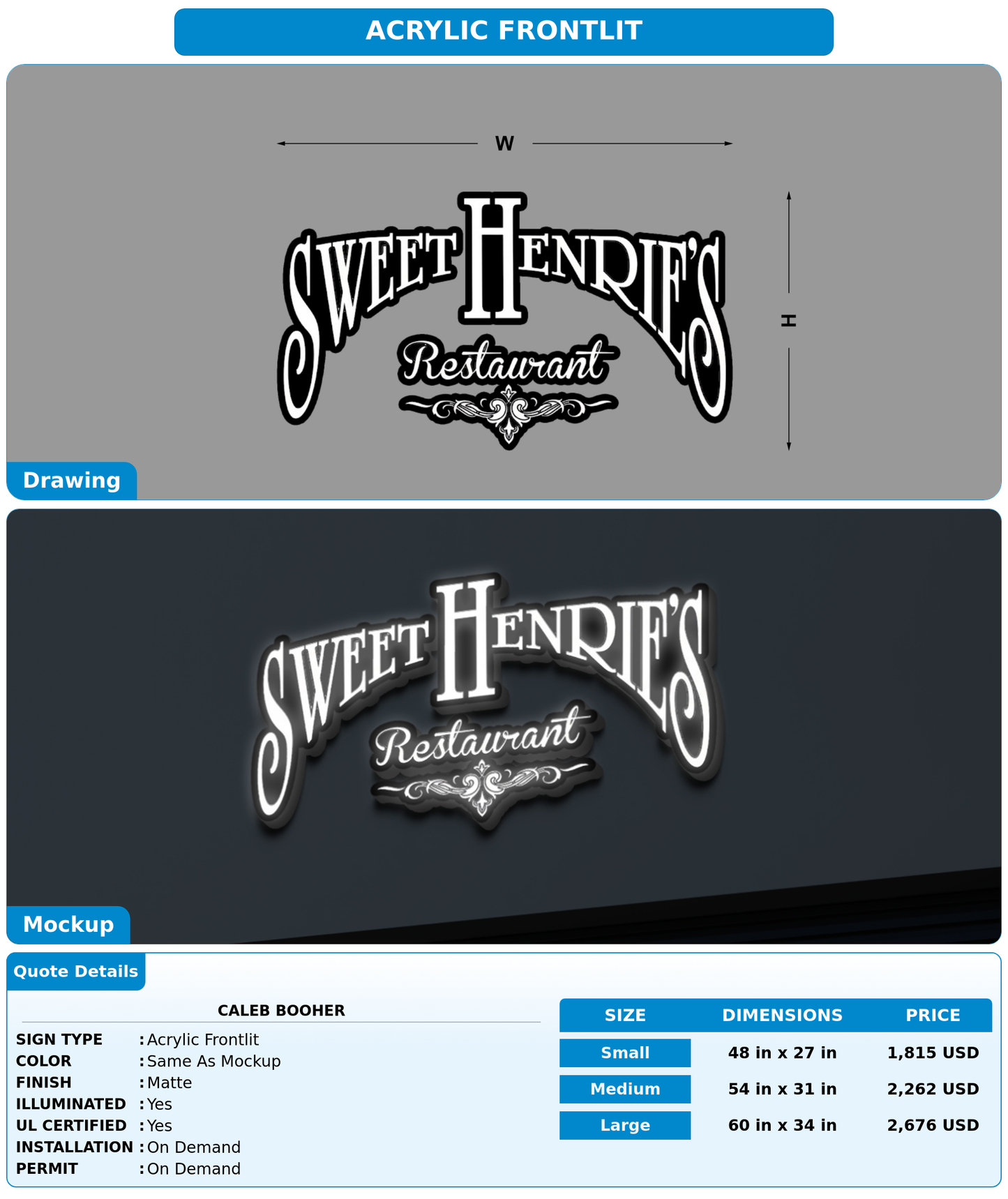CUSTOM MOCKUP SIGN FOR caleb booher