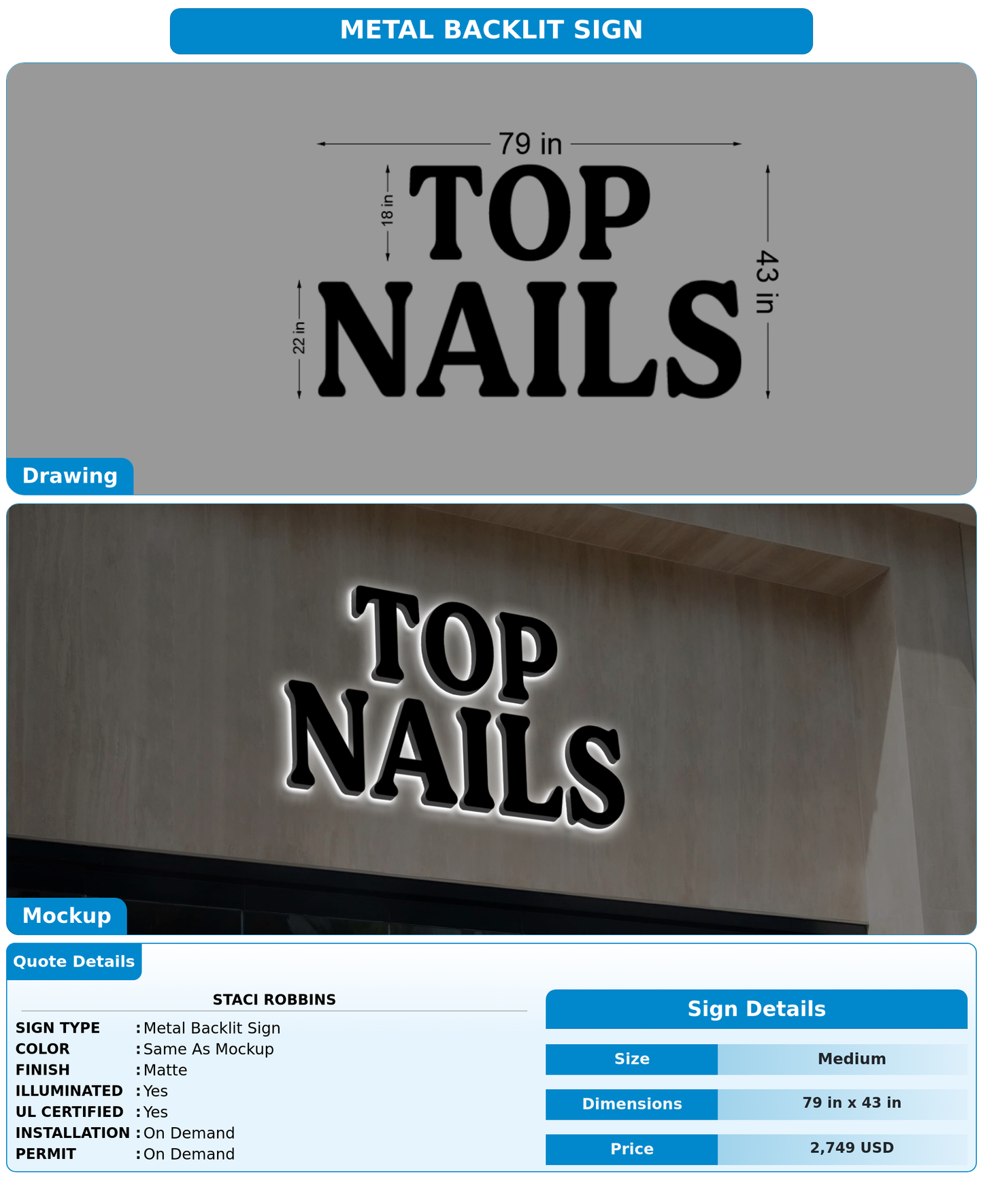 CUSTOM MOCKUP SIGN FOR Staci Robbins
